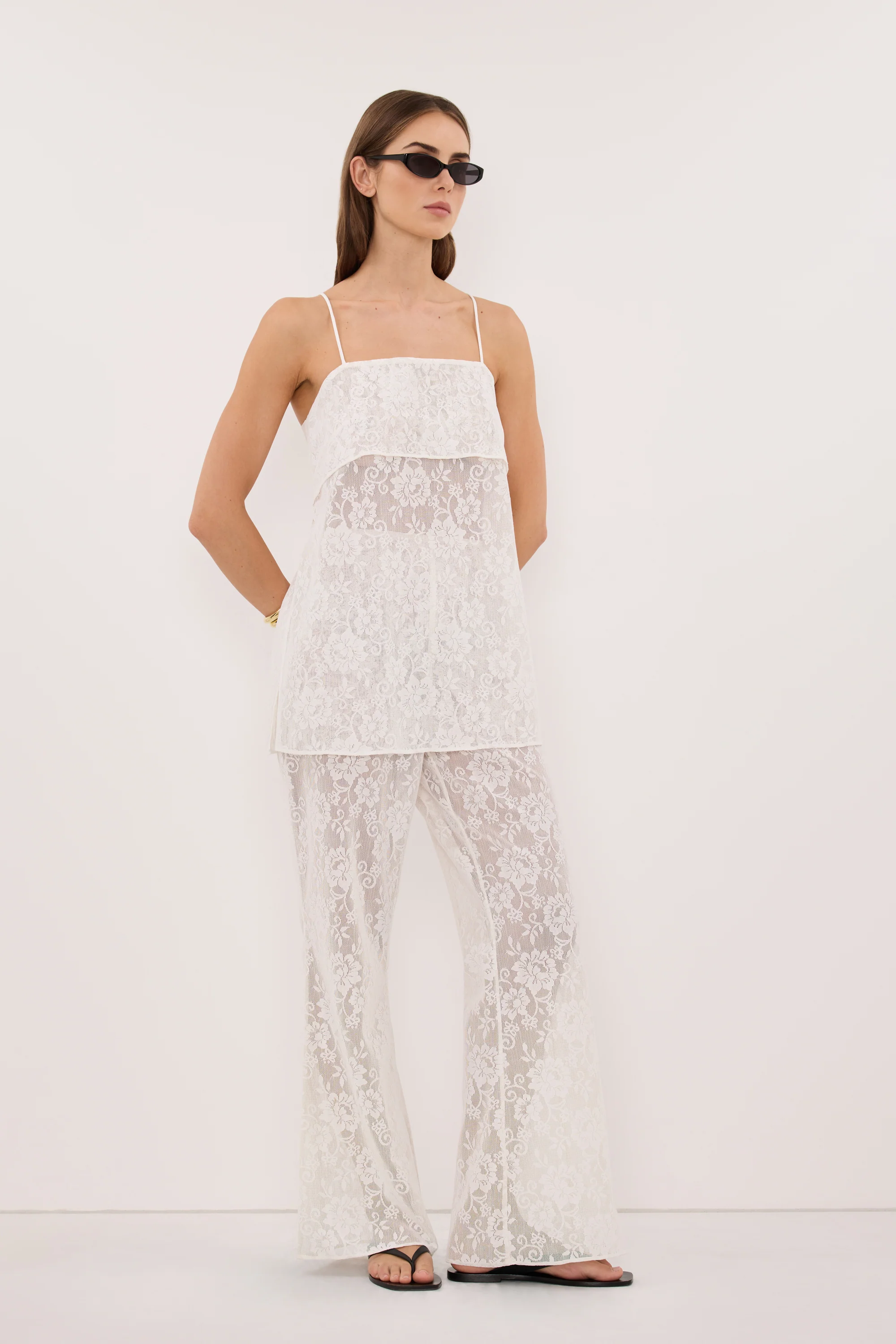 ANYA WHITE LACE WATERFALL TOP - Image 4