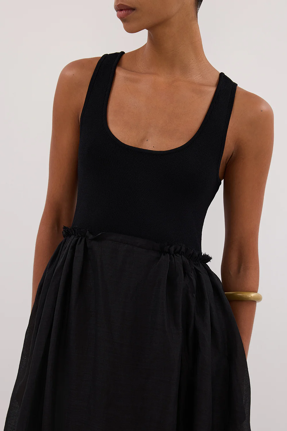APRIL BLACK HYBRID KNIT MIDI DRESS - Image 5