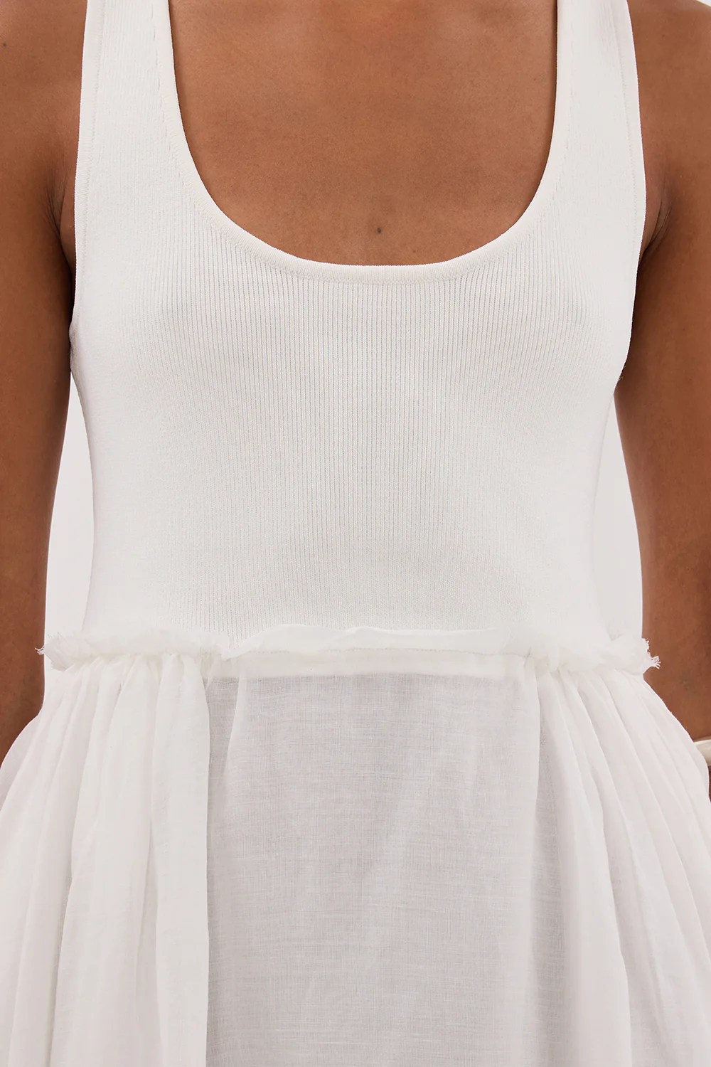 APRIL WHITE HYBRID KNIT MIDI DRESS - Image 5