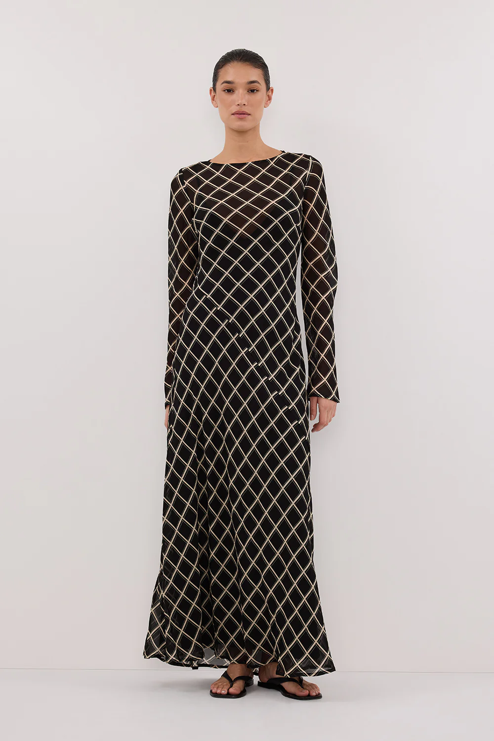 ARLINGTON BLACK LONG SLEEVE MIDI DRESS