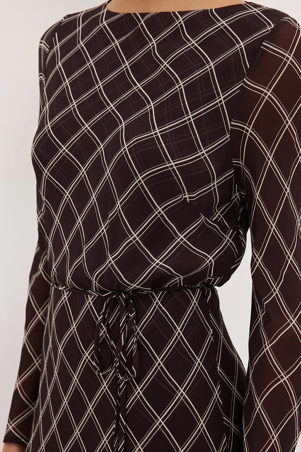 ARLINGTON CHOC LONG SLEEVE BOAT NECK MINI DRESS - Image 5