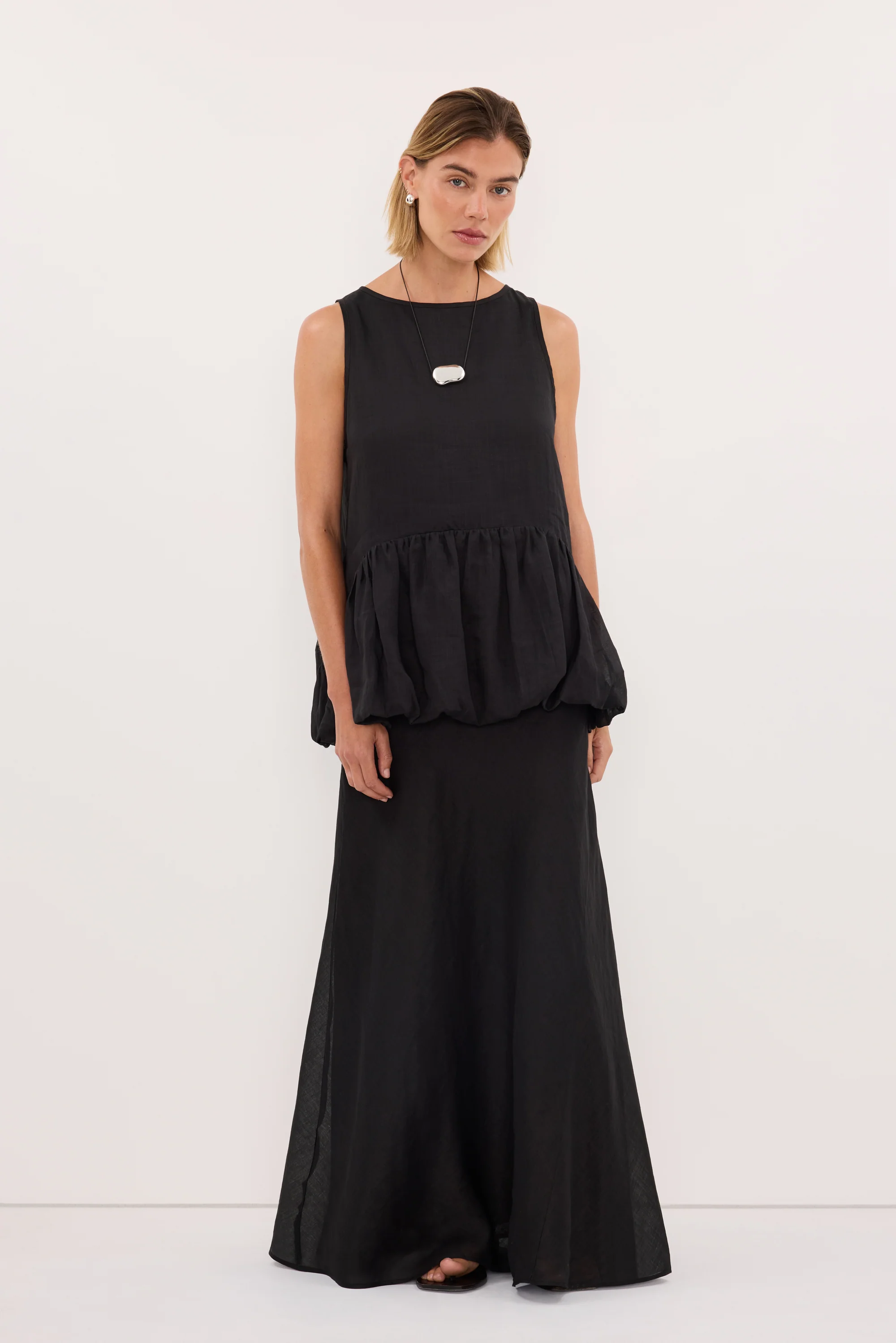 ARLO BLACK RAMIE DROP WAIST TOP