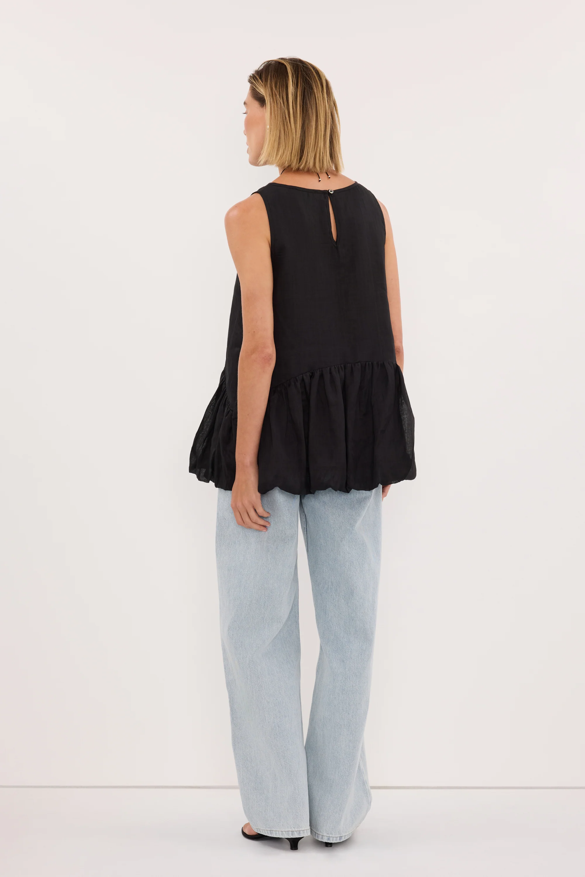 ARLO BLACK RAMIE DROP WAIST TOP - Image 7