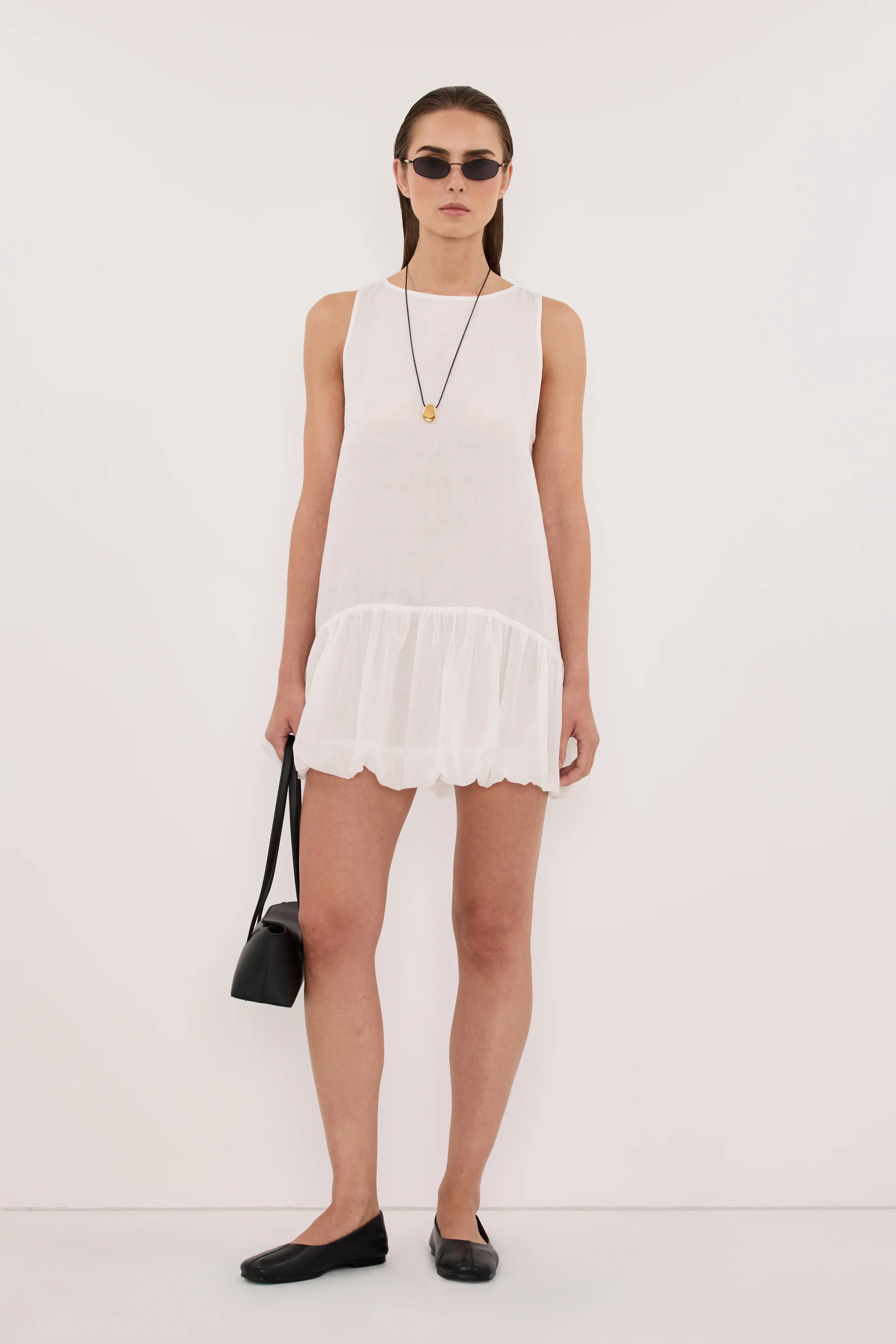 ARLO WHITE RAMIE BUBBLE MINI DRESS - Image 2