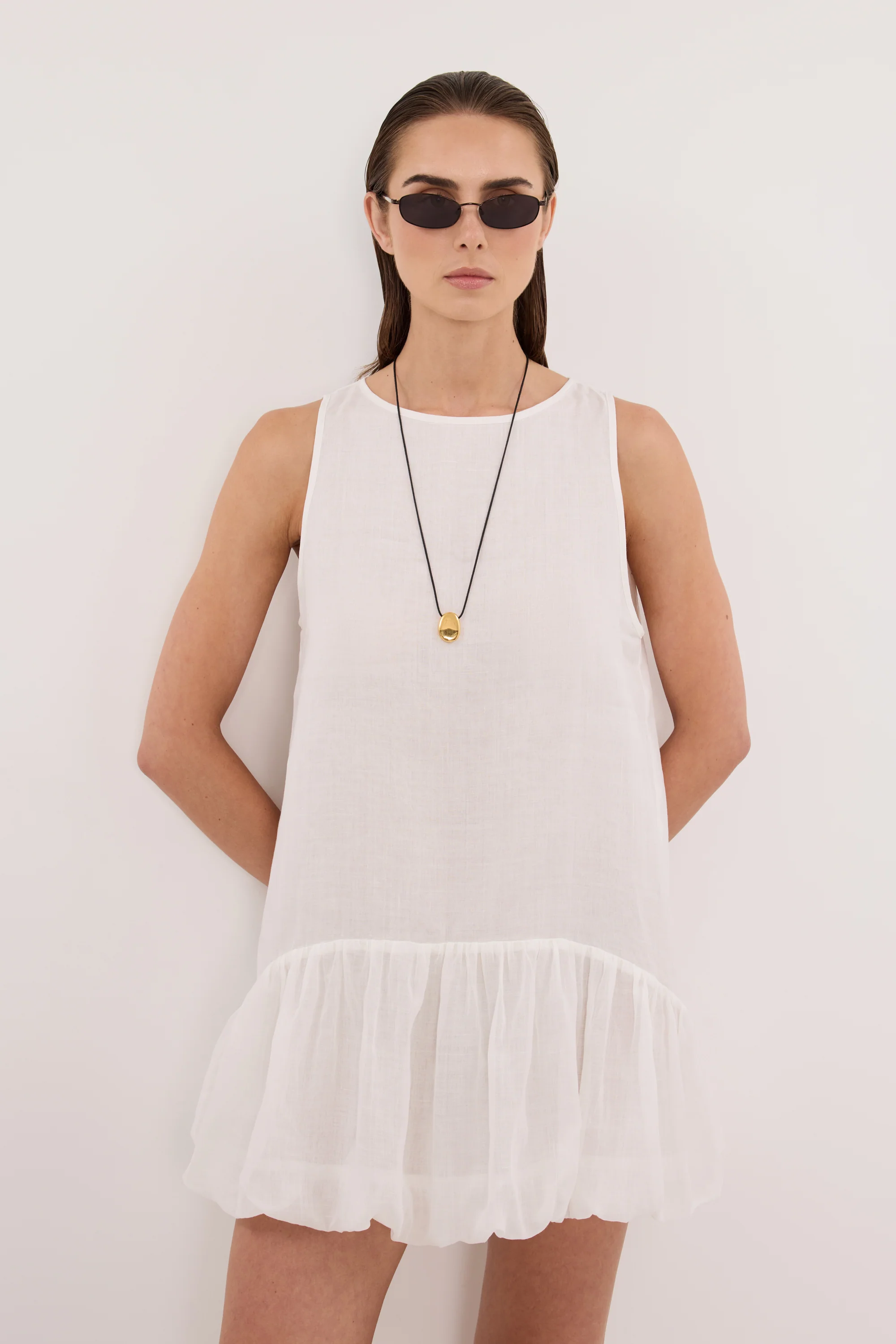 ARLO WHITE RAMIE BUBBLE MINI DRESS - Image 6