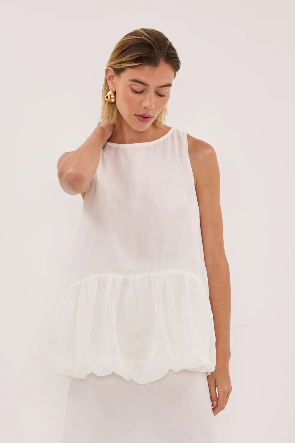 ARLO WHITE RAMIE DROP WAIST TOP - Image 2