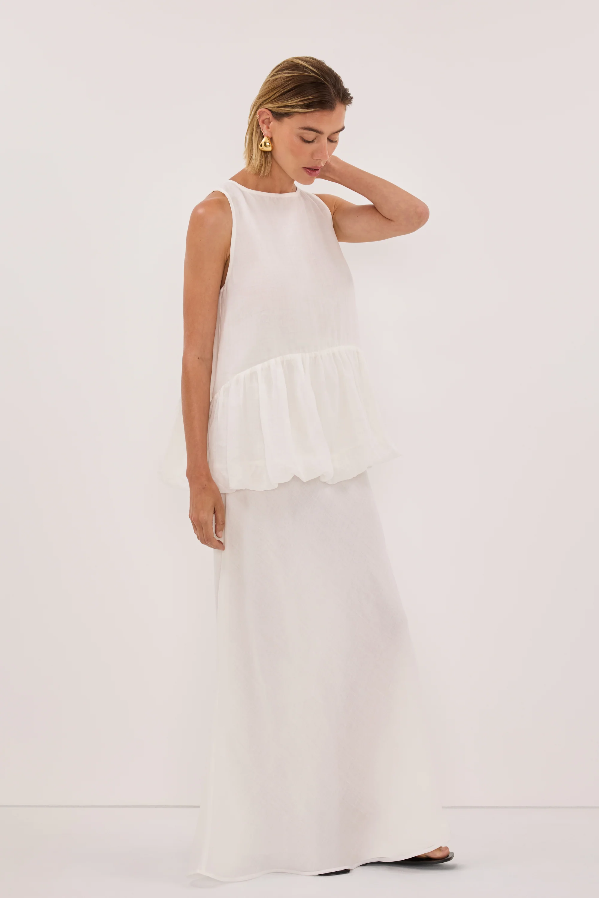 ARLO WHITE RAMIE DROP WAIST TOP - Image 3