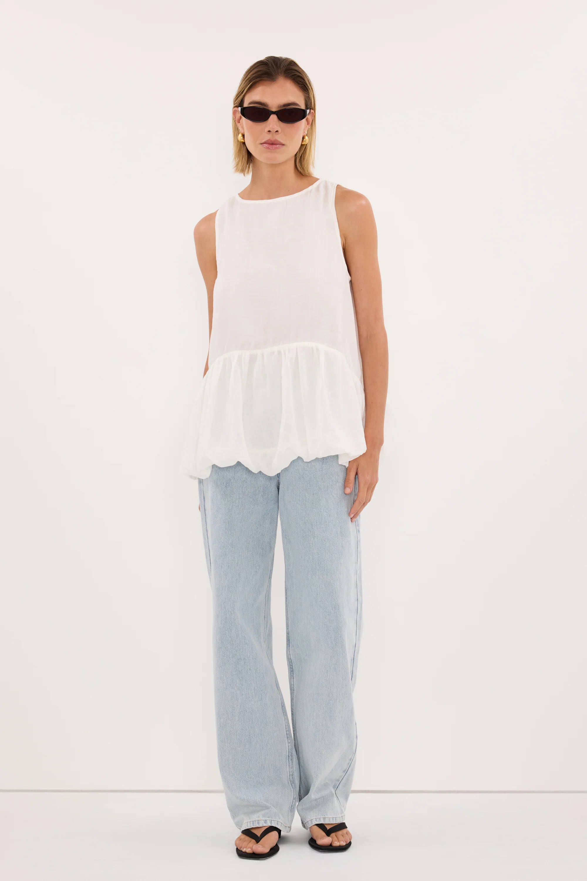 ARLO WHITE RAMIE DROP WAIST TOP - Image 6