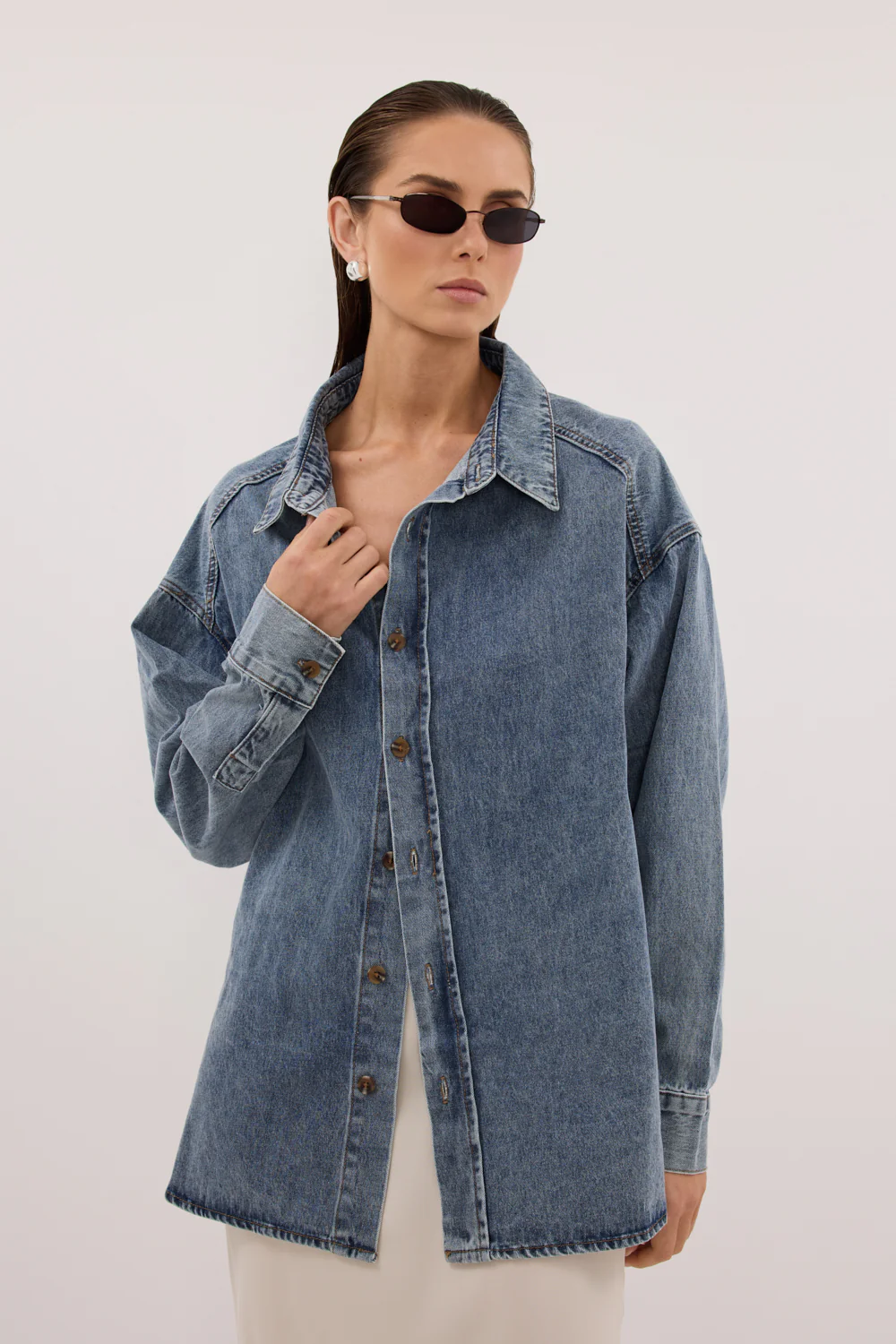 ASHTON CLASSIC BLUE OVERSIZED DENIM SHIRT - Image 2