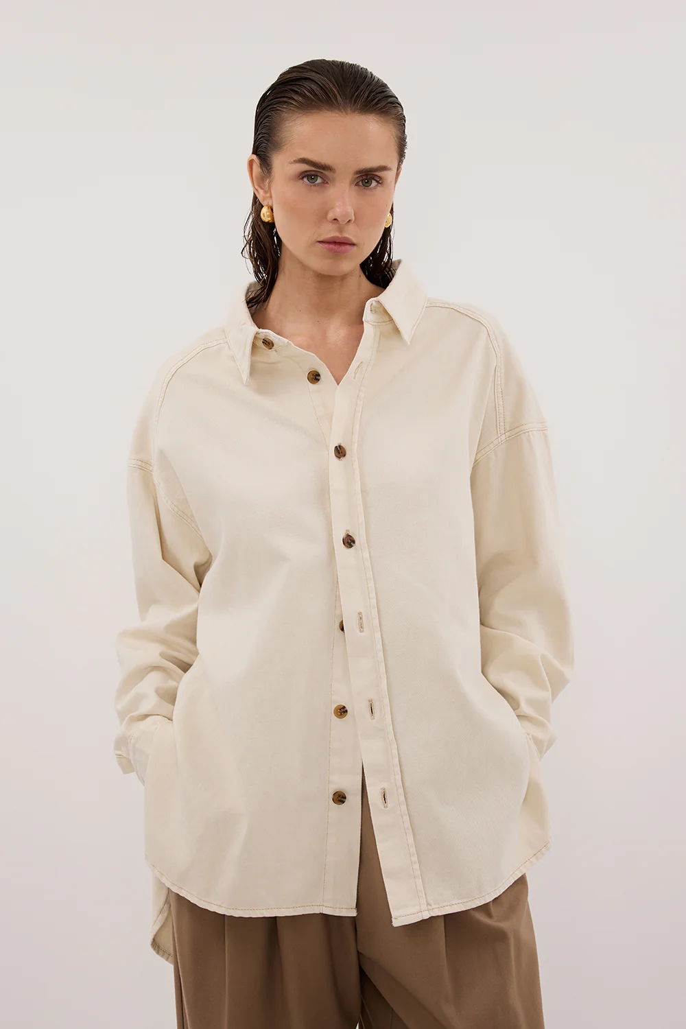 ASHTON NATURAL OVERSIZED DENIM SHIRT - Image 2