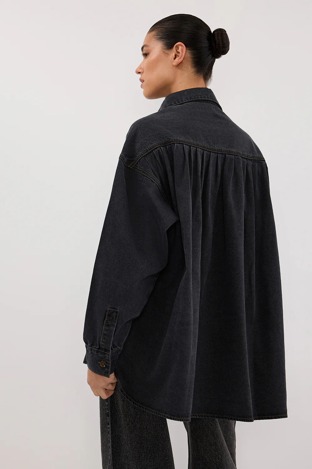 ASHTON WASHED BLACK OVERSIZED DENIM SHIRT - Image 5