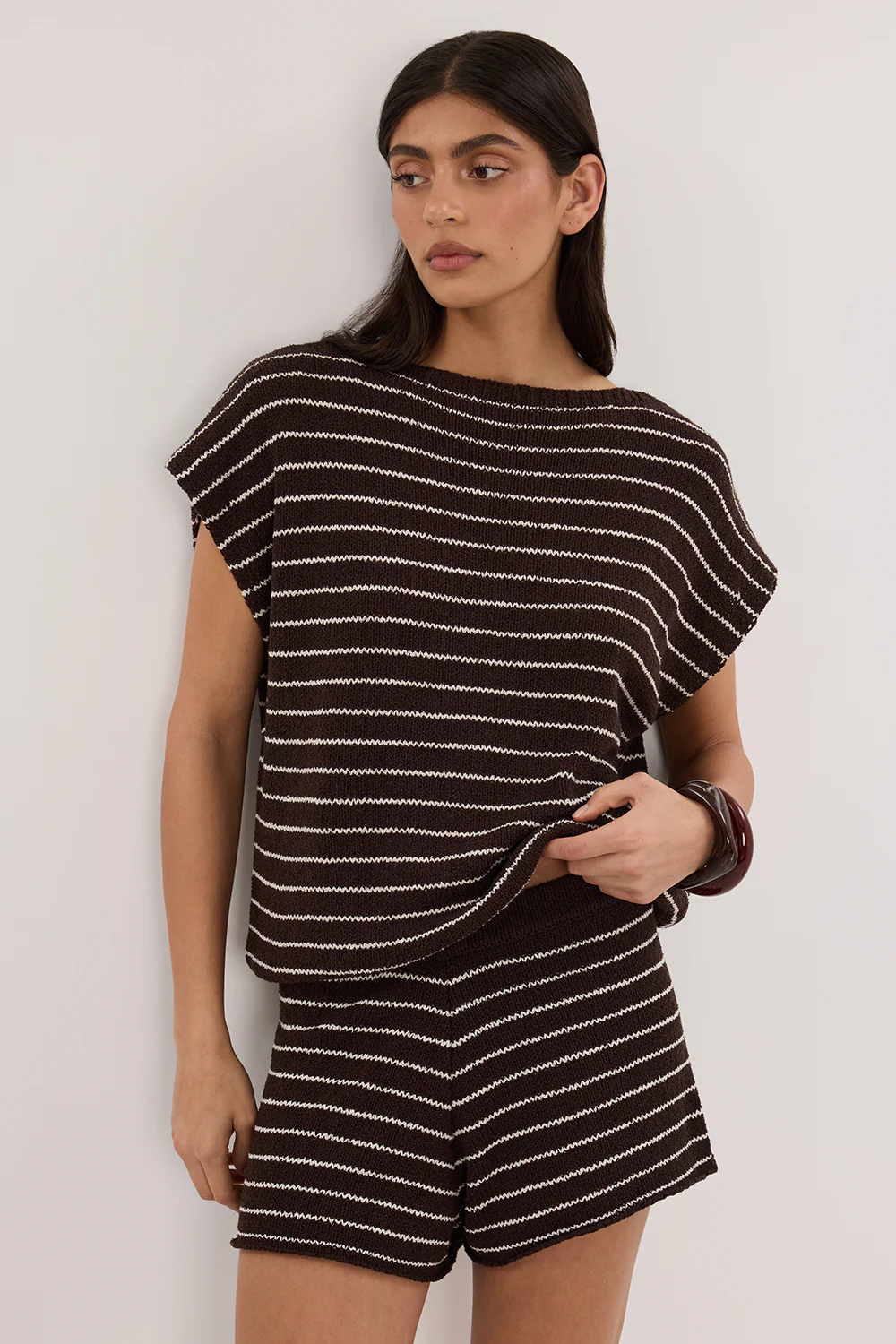 ASPEN CHOC STRIPE KNIT SHORT - Image 2