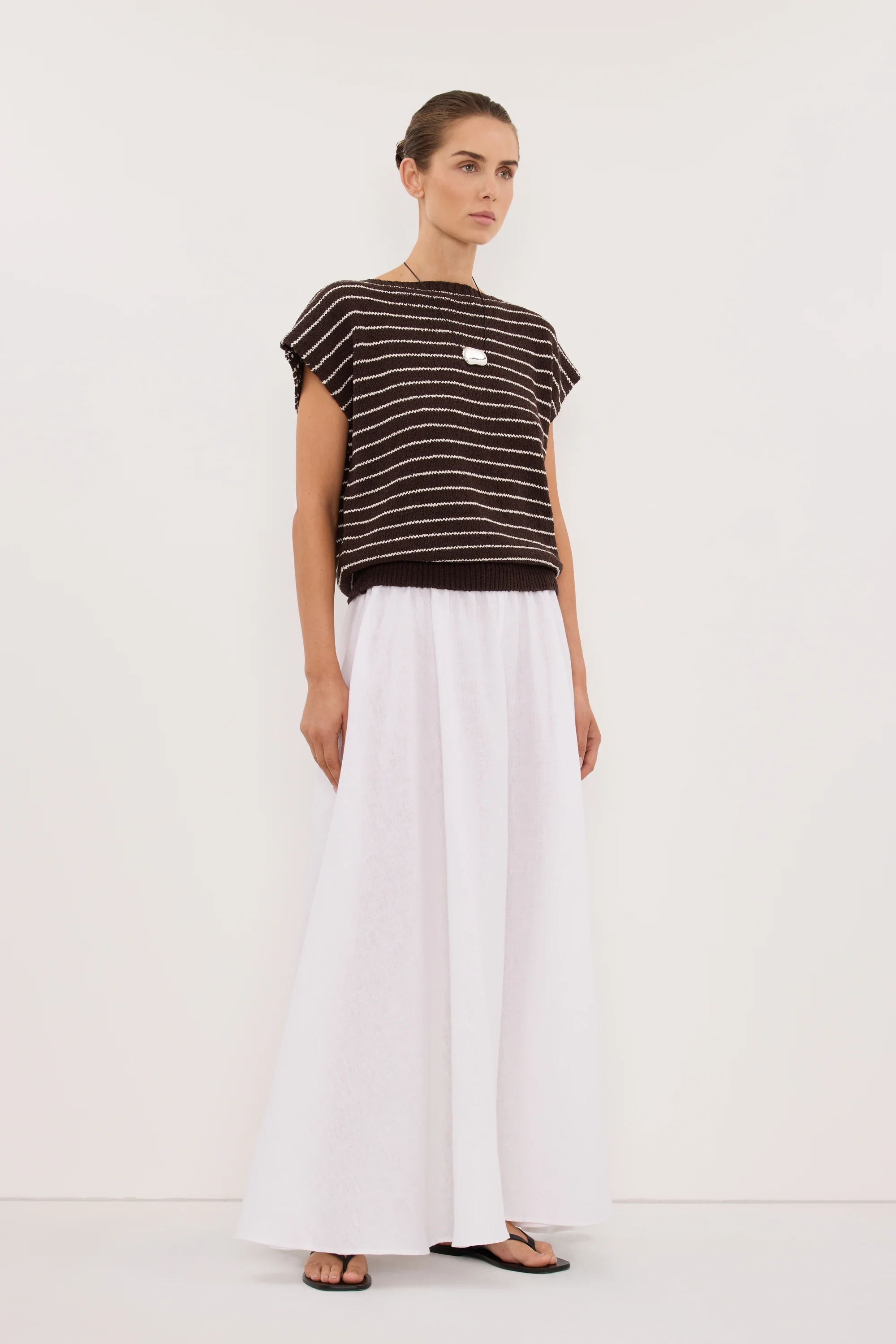 ASPEN CHOC STRIPE KNIT TOP - Image 3