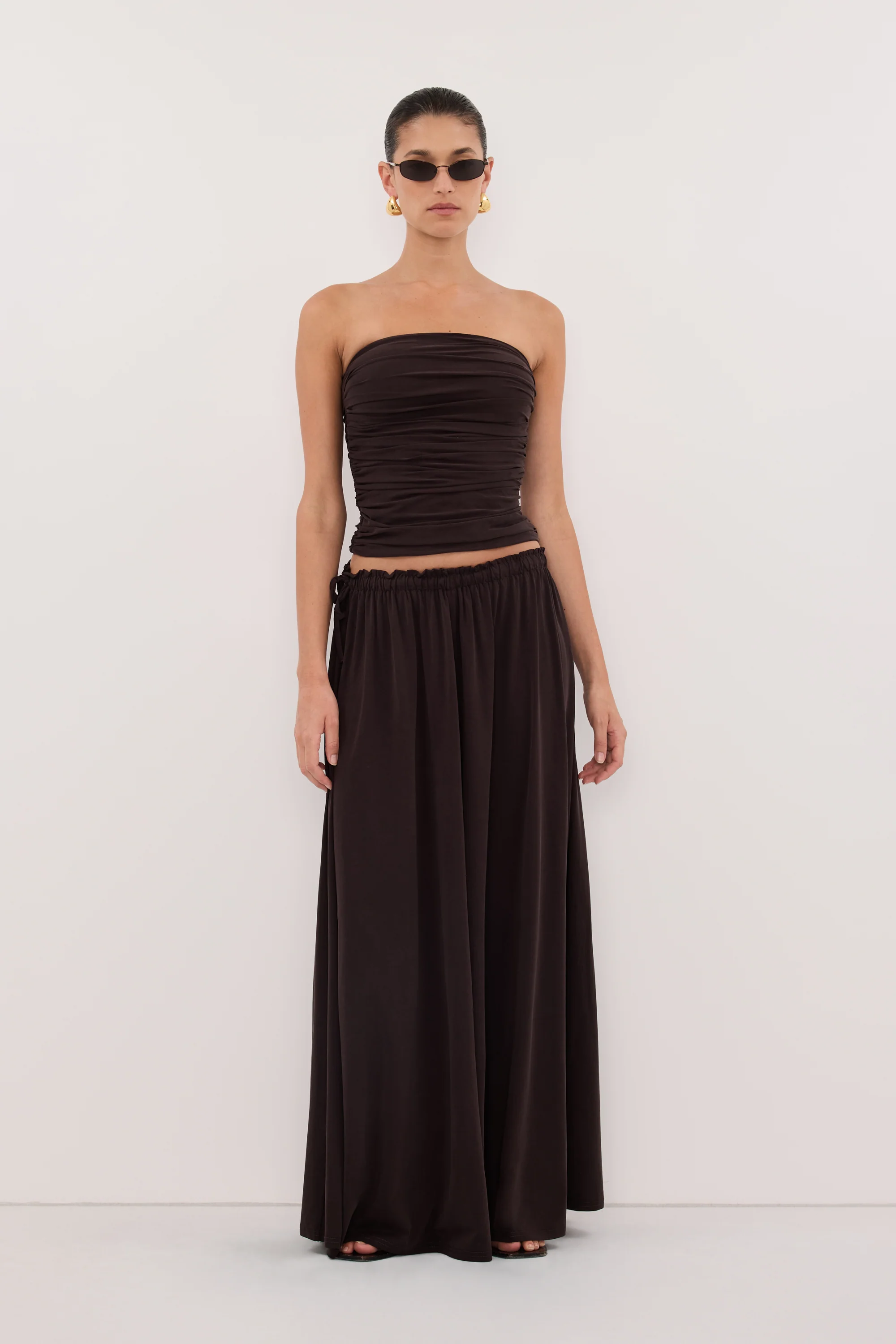 AVA BURNT CHOC MODAL BLEND MIDI SKIRT - Image 6