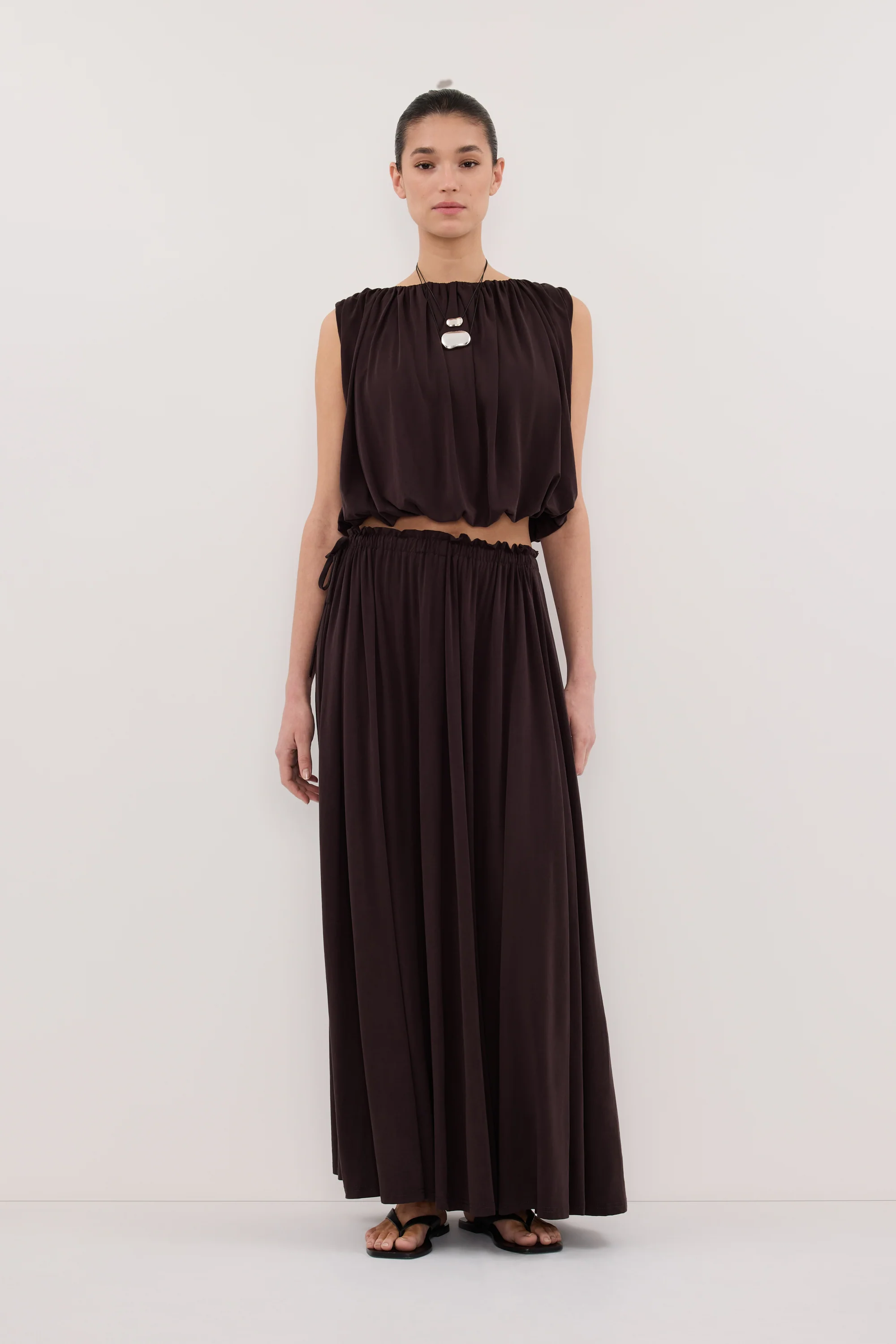 AVA BURNT CHOC SLEEVELESS MODAL BLEND TOP - Image 6