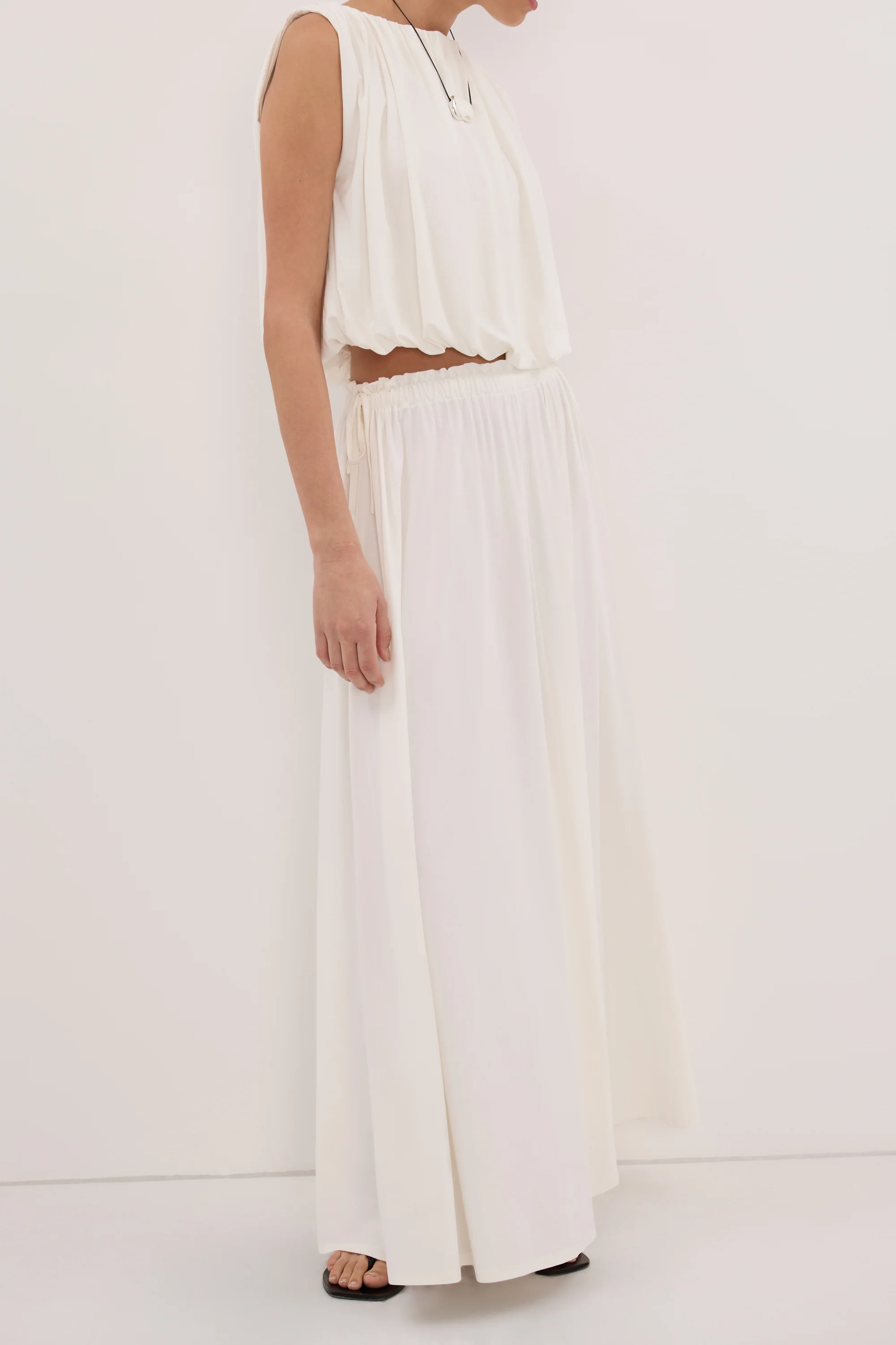 AVA OFF WHITE MODAL BLEND MIDI SKIRT - Image 2