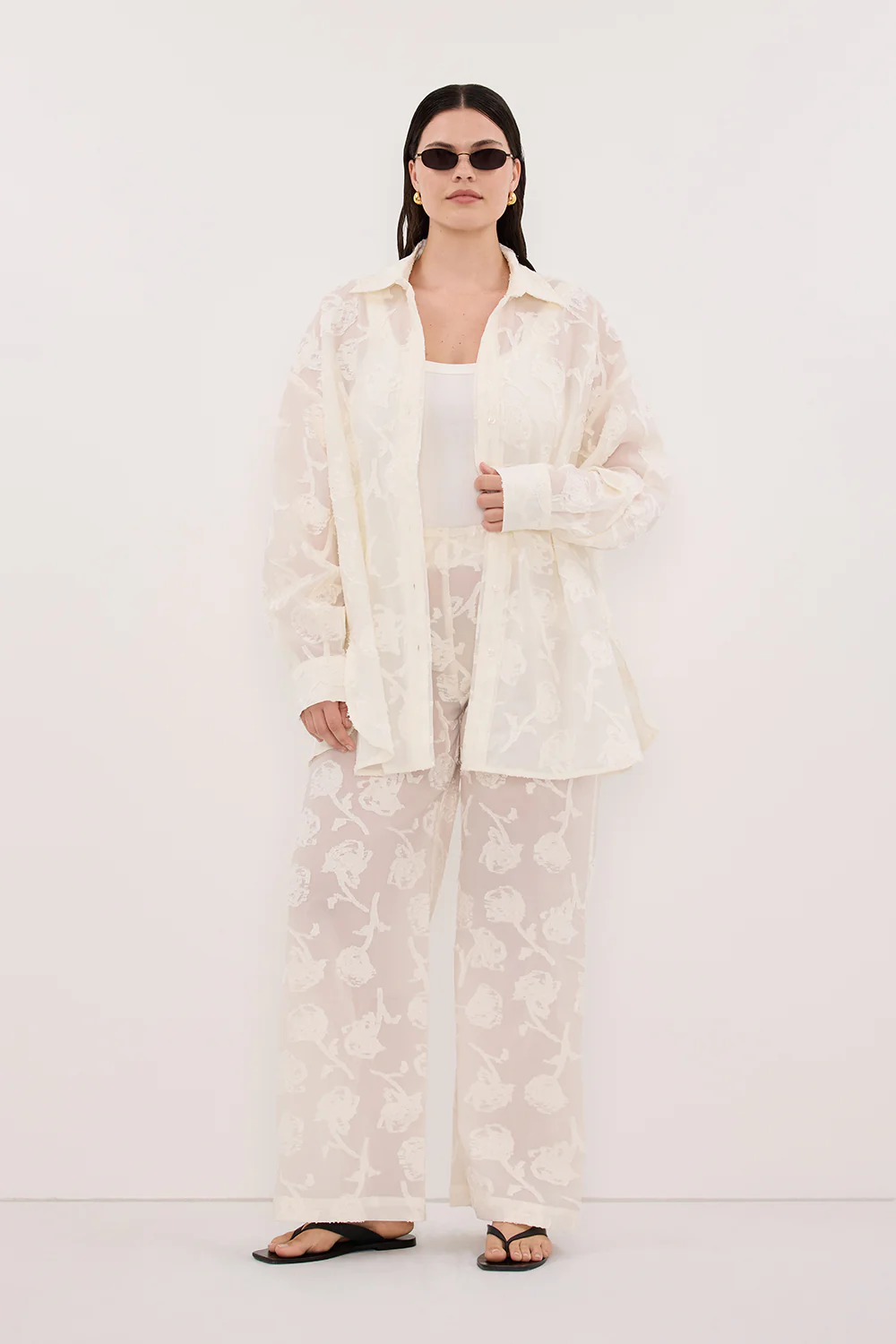 AZALEA OFF WHITE JACQUARD PANT - Image 3