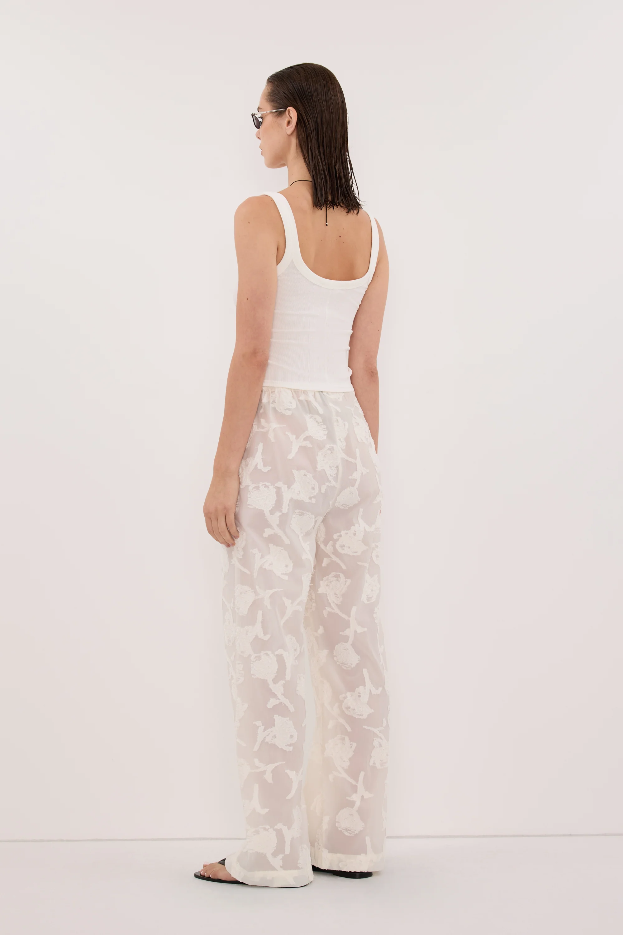 AZALEA OFF WHITE JACQUARD PANT - Image 4