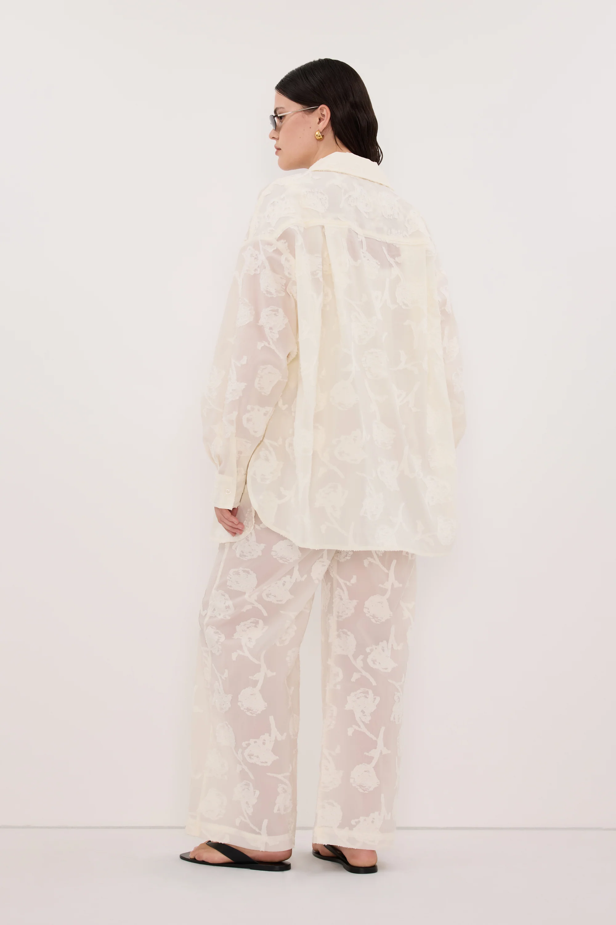 AZALEA OFF WHITE JACQUARD PANT - Image 6