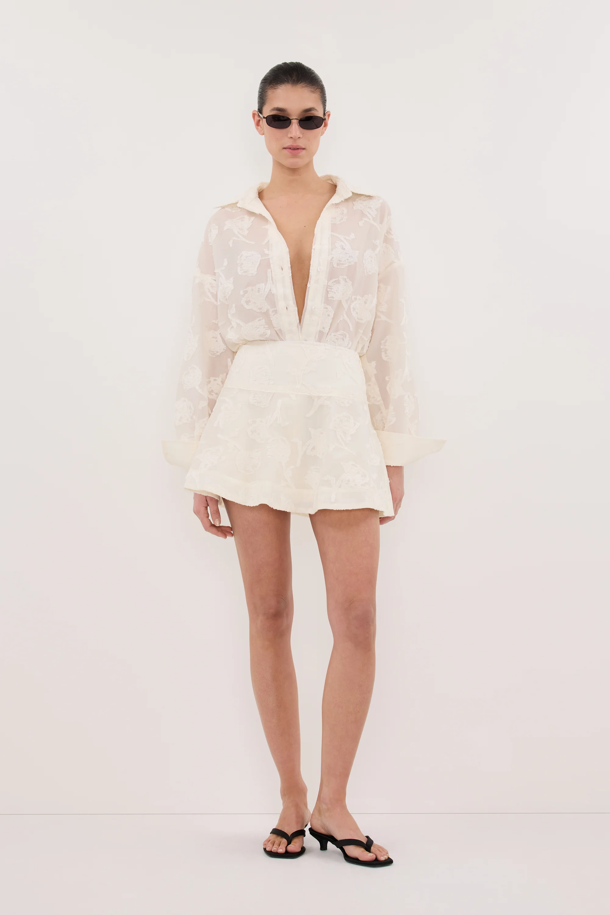 AZALEA OFF WHITE JACQUARD MINI SKIRT