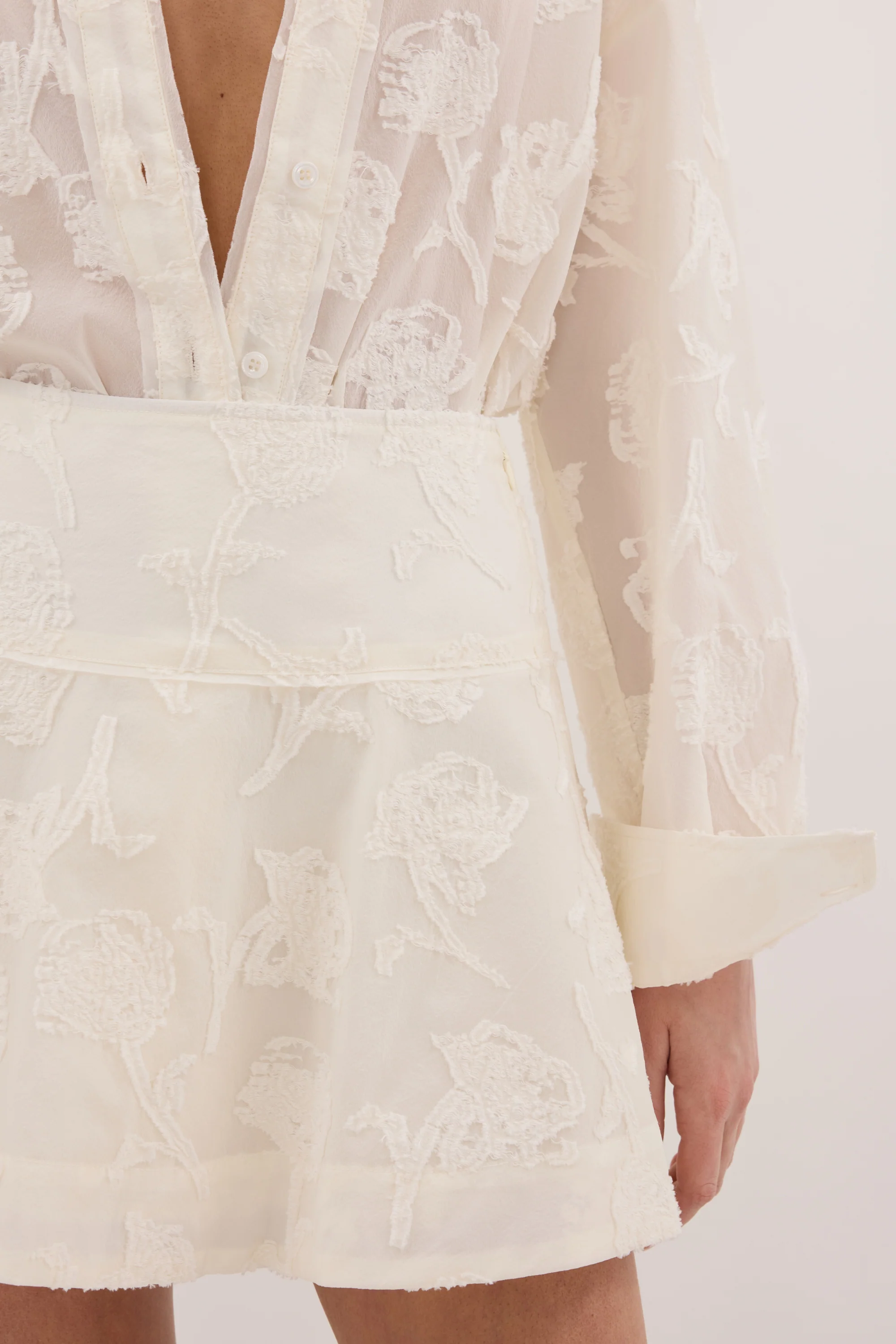 AZALEA OFF WHITE JACQUARD MINI SKIRT - Image 4