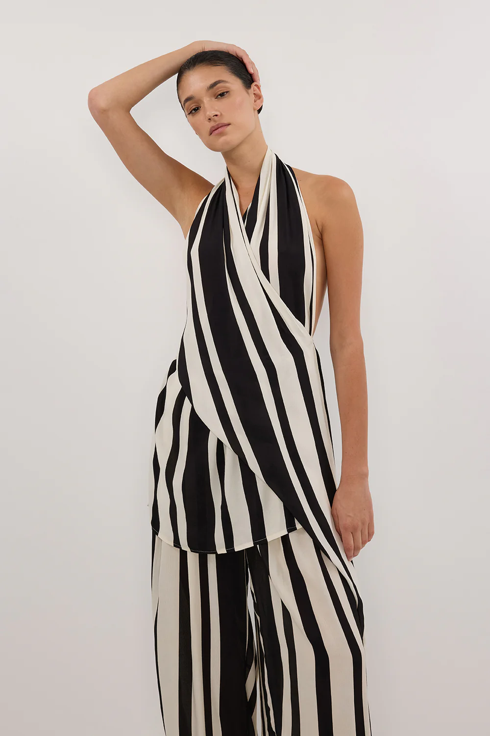 BEAU BLACK STRIPE HALTER TOP - Image 2
