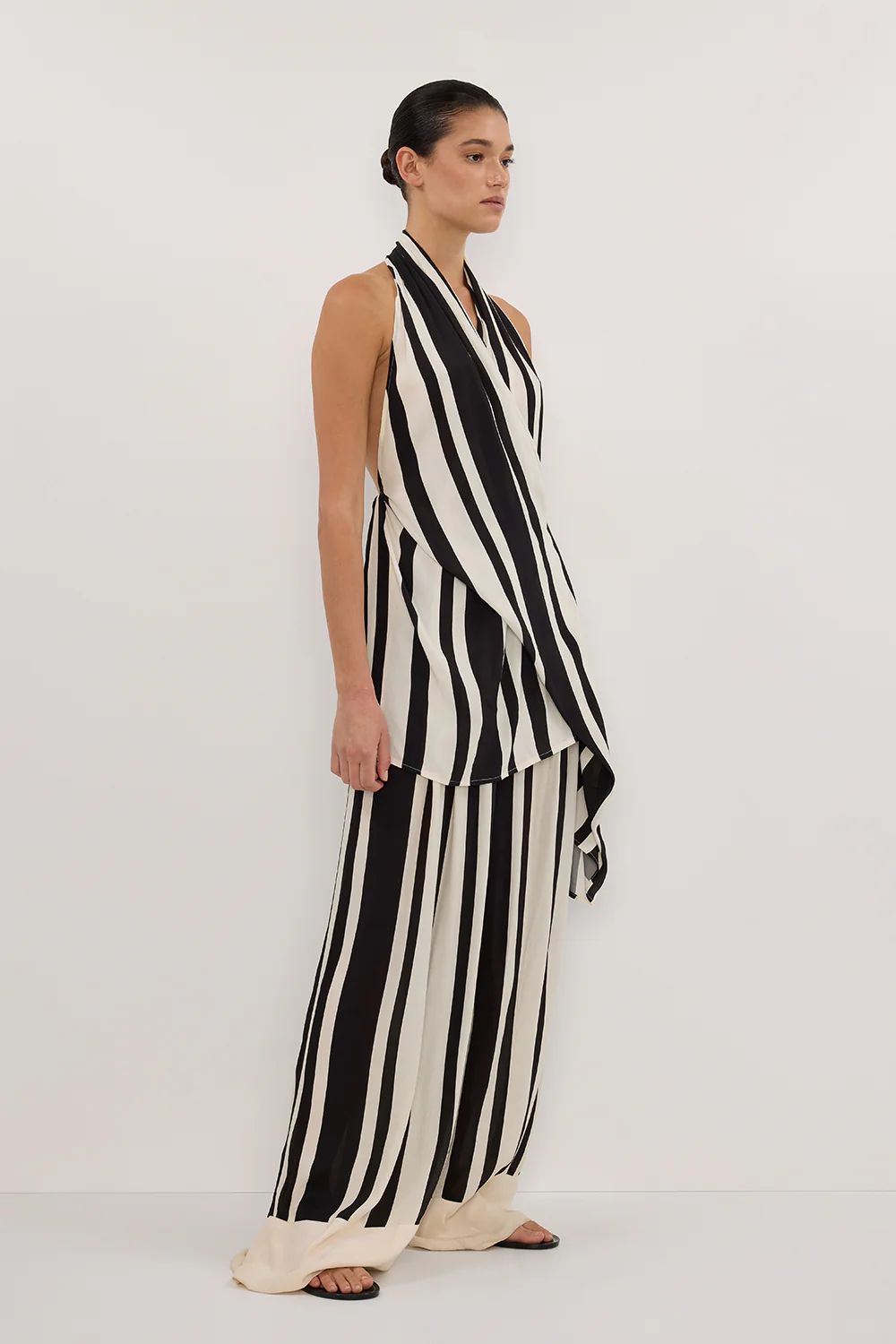 BEAU BLACK STRIPE HALTER TOP - Image 3