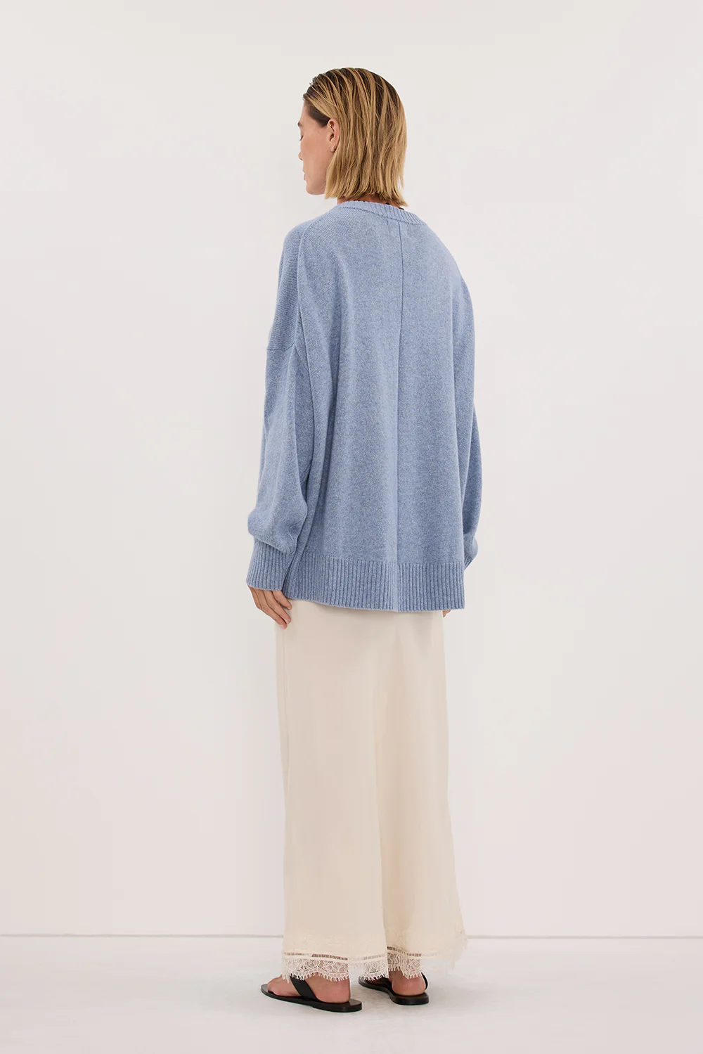BELLA SKY BLUE CREW NECK KNIT JUMPER - Image 3