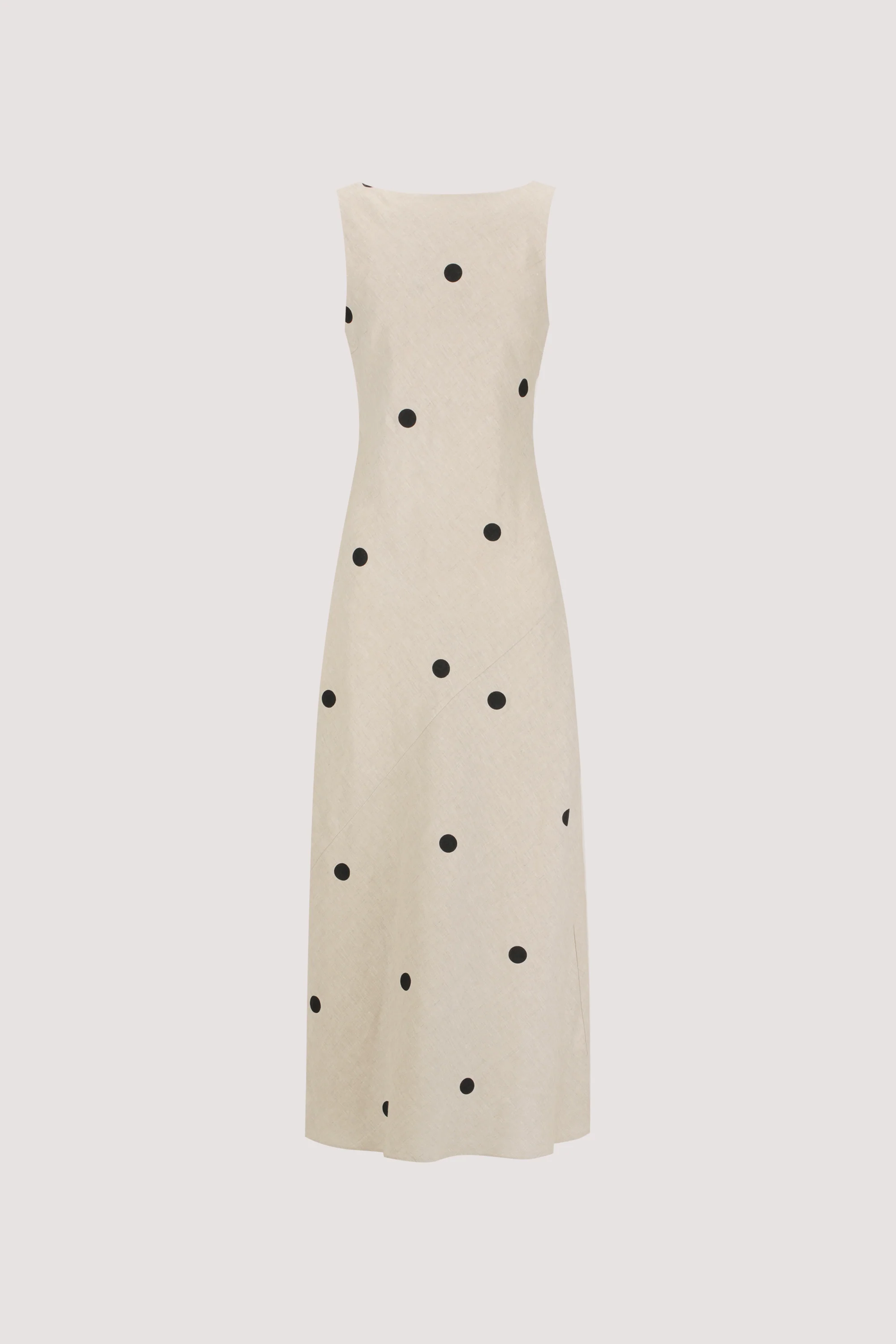 BEVERLY NATURAL SPOT LINEN MIDI DRESS - Image 7