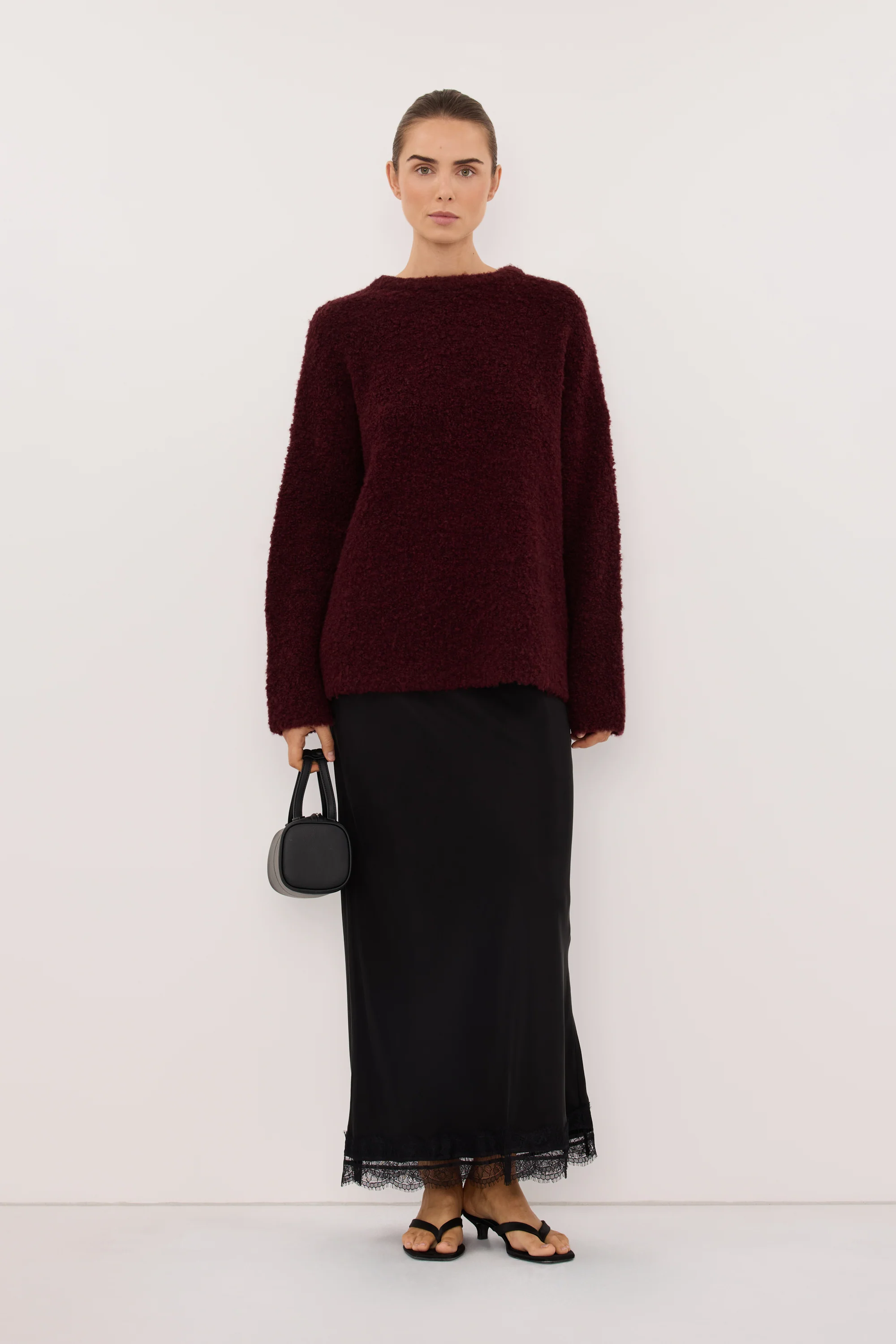 BILLIE WINE TEXTURED KNIT JUMPER