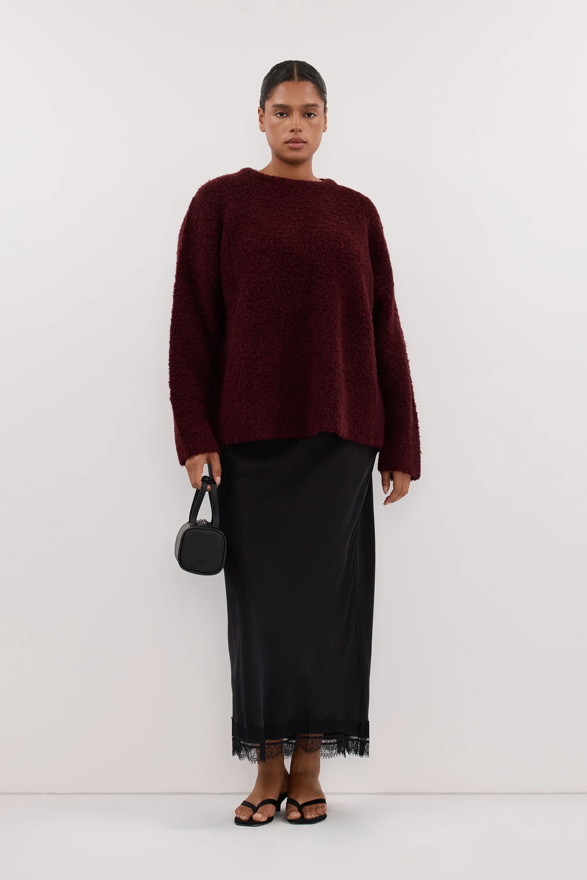 BILLIE WINE TEXTURED KNIT JUMPER - Image 6