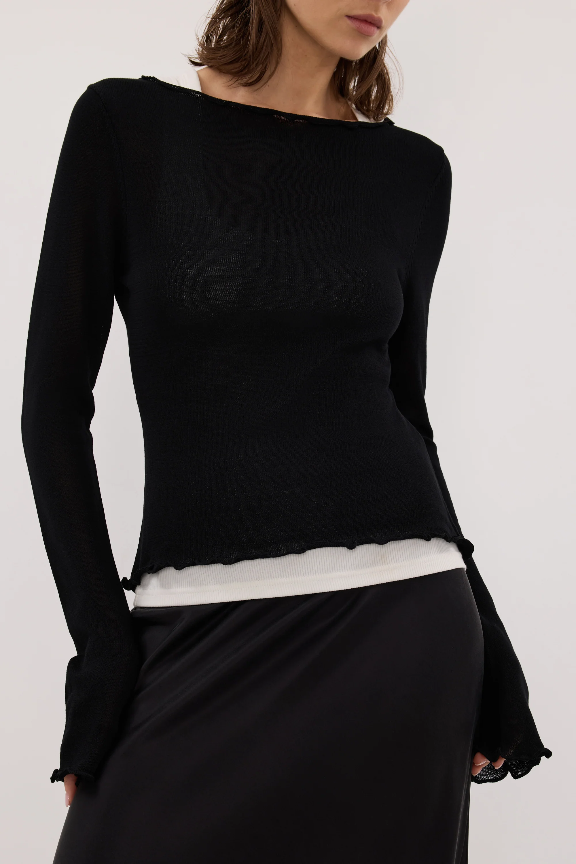 BLAKE BLACK LONG SLEEVE BOAT NECK KNIT TOP - Image 5