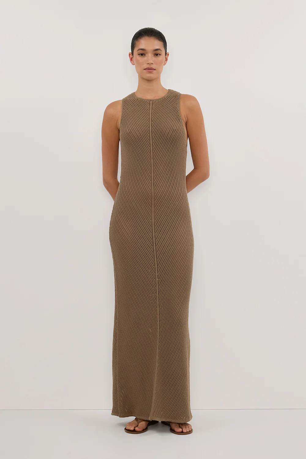 BLOOM OLIVE CROCHET MAXI DRESS