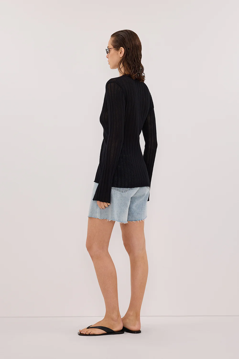 BOWIE BLACK BUTTON THROUGH KNIT TOP - Image 4