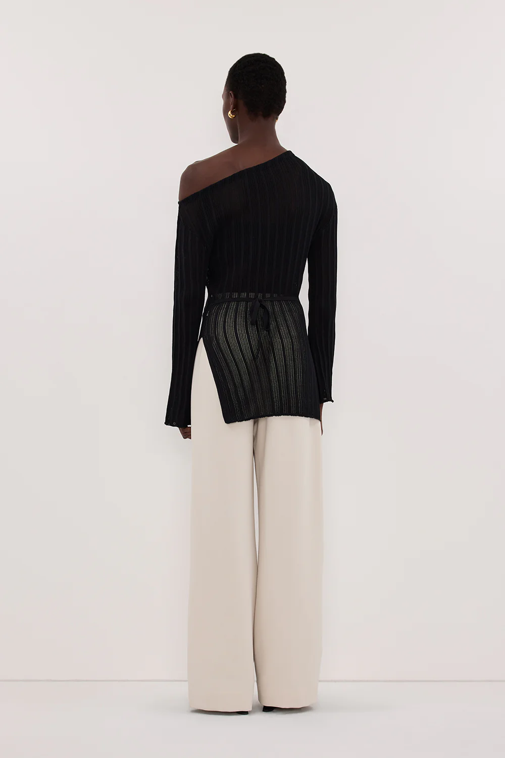 BOWIE BLACK LONG SLEEVE KNIT TOP - Image 4