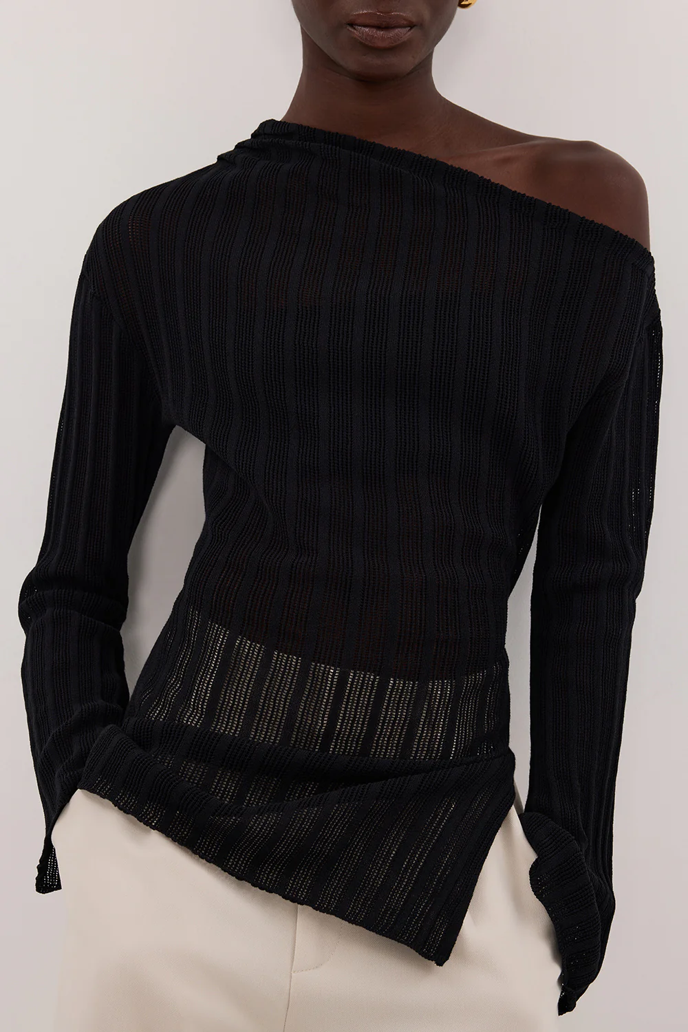 BOWIE BLACK LONG SLEEVE KNIT TOP - Image 5