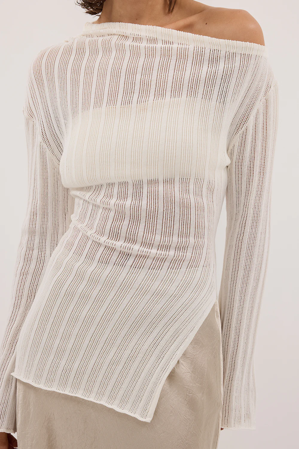 BOWIE IVORY LONG SLEEVE KNIT TOP - Image 5