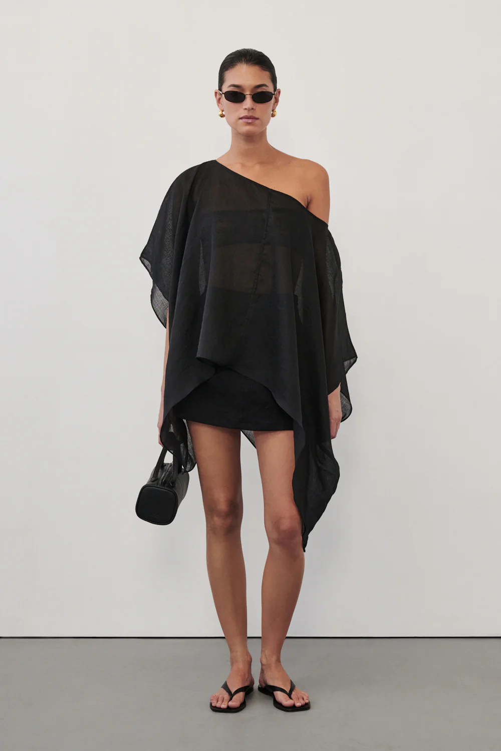BRIANNE BLACK BATWING RAMIE TOP