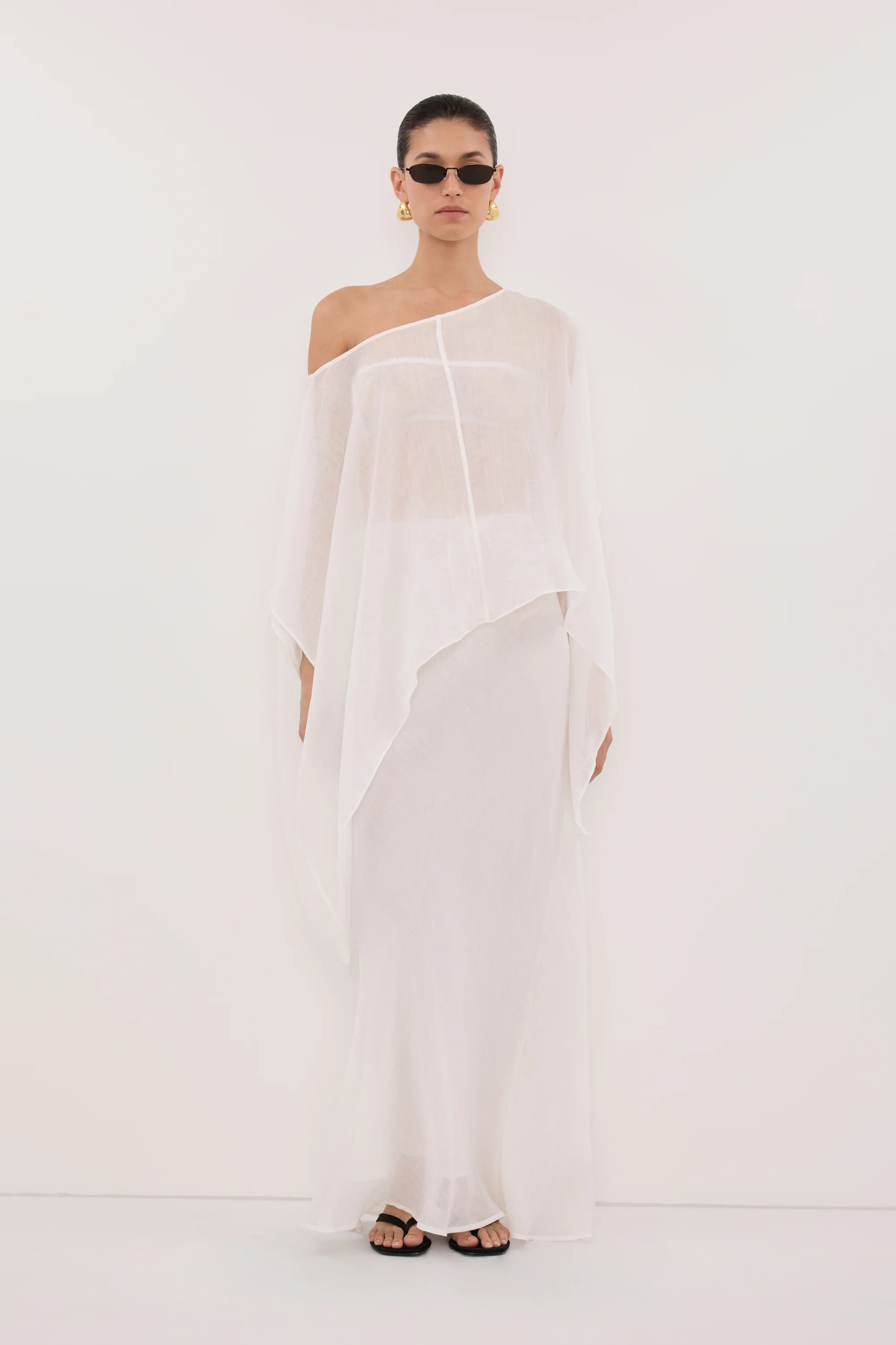 BRIANNE WHITE BATWING RAMIE TOP