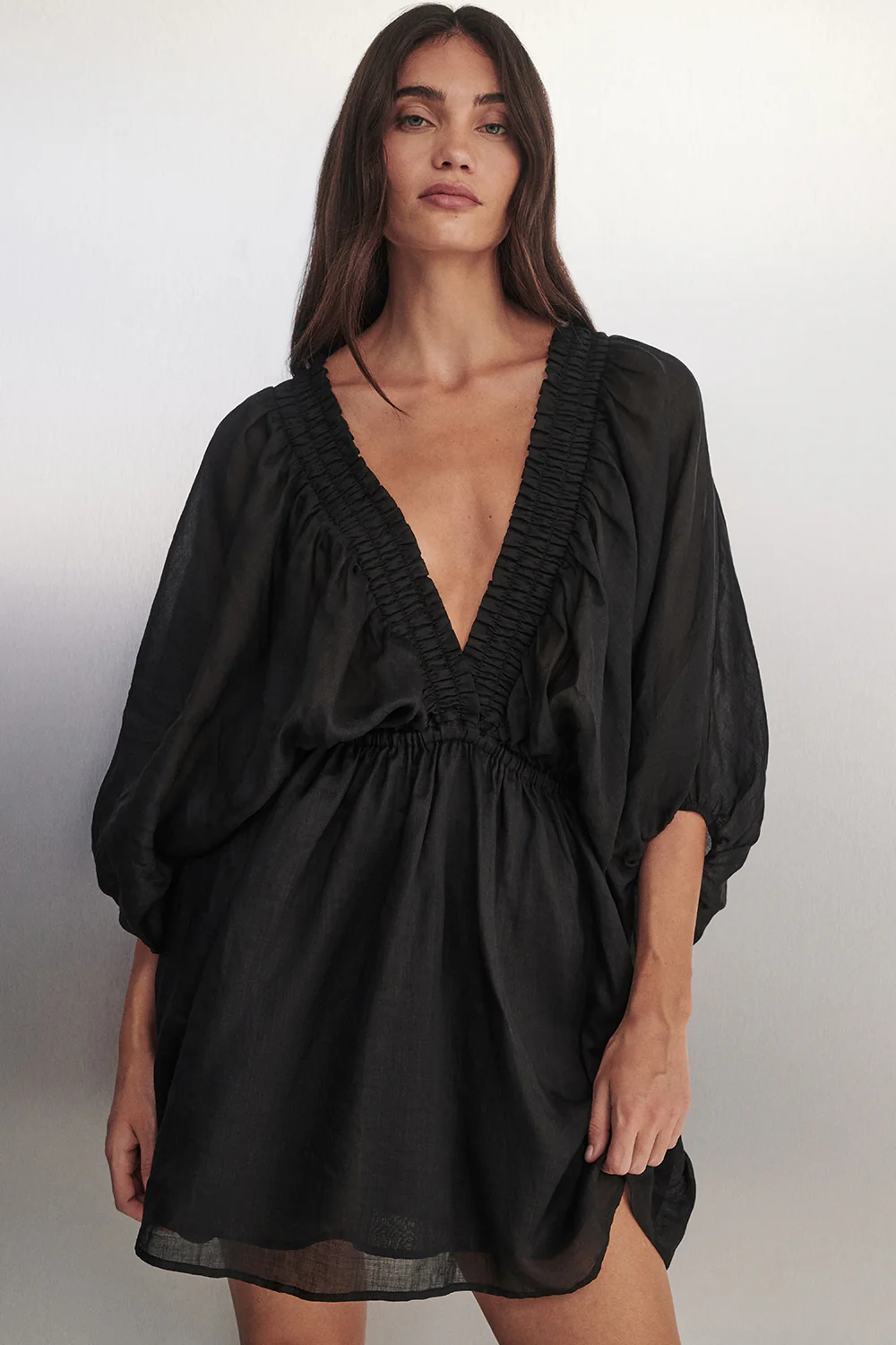 BRIELLE BLACK RAMIE MINI DRESS