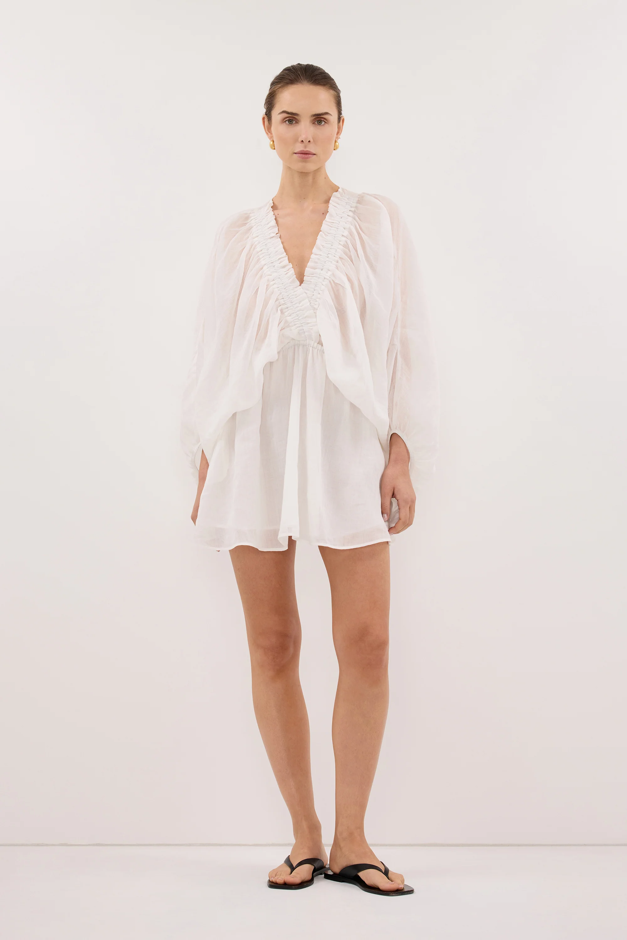 BRIELLE WHITE RAMIE MINI DRESS