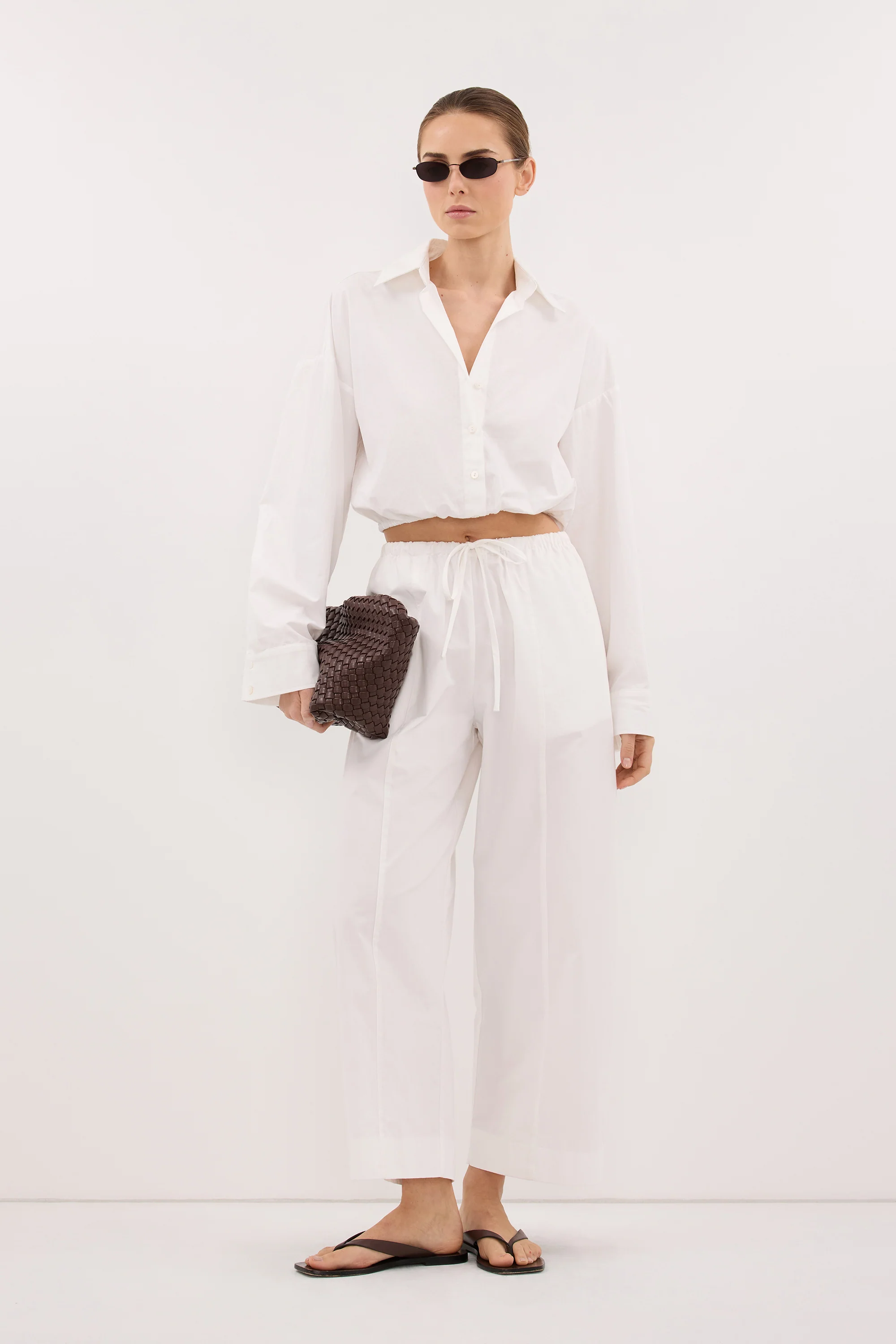 CALI WHITE COTTON CROPPED SHIRT - Image 3