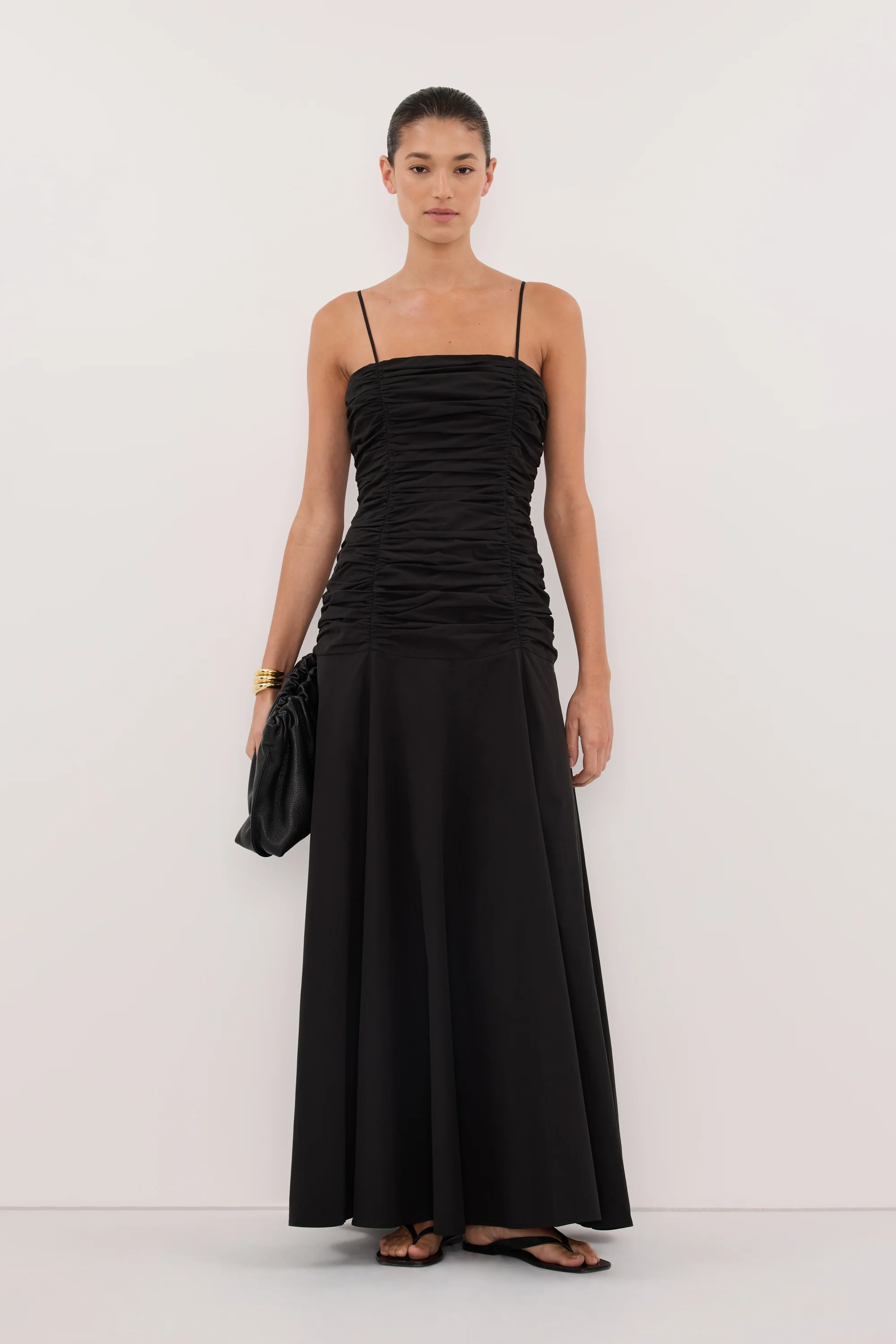 CARA BLACK SLEEVELESS COTTON MIDI DRESS - Image 2