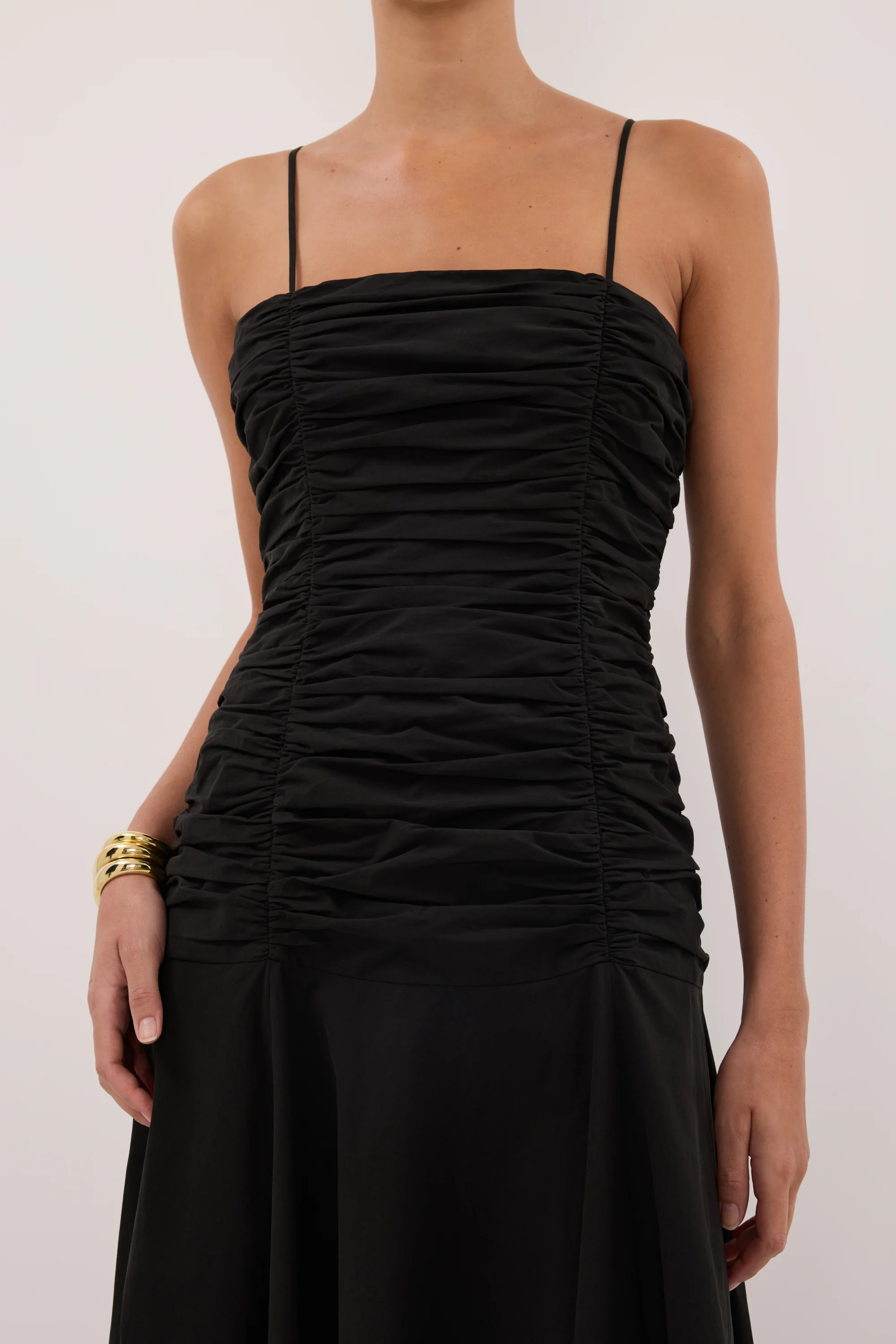 CARA BLACK SLEEVELESS COTTON MIDI DRESS - Image 5