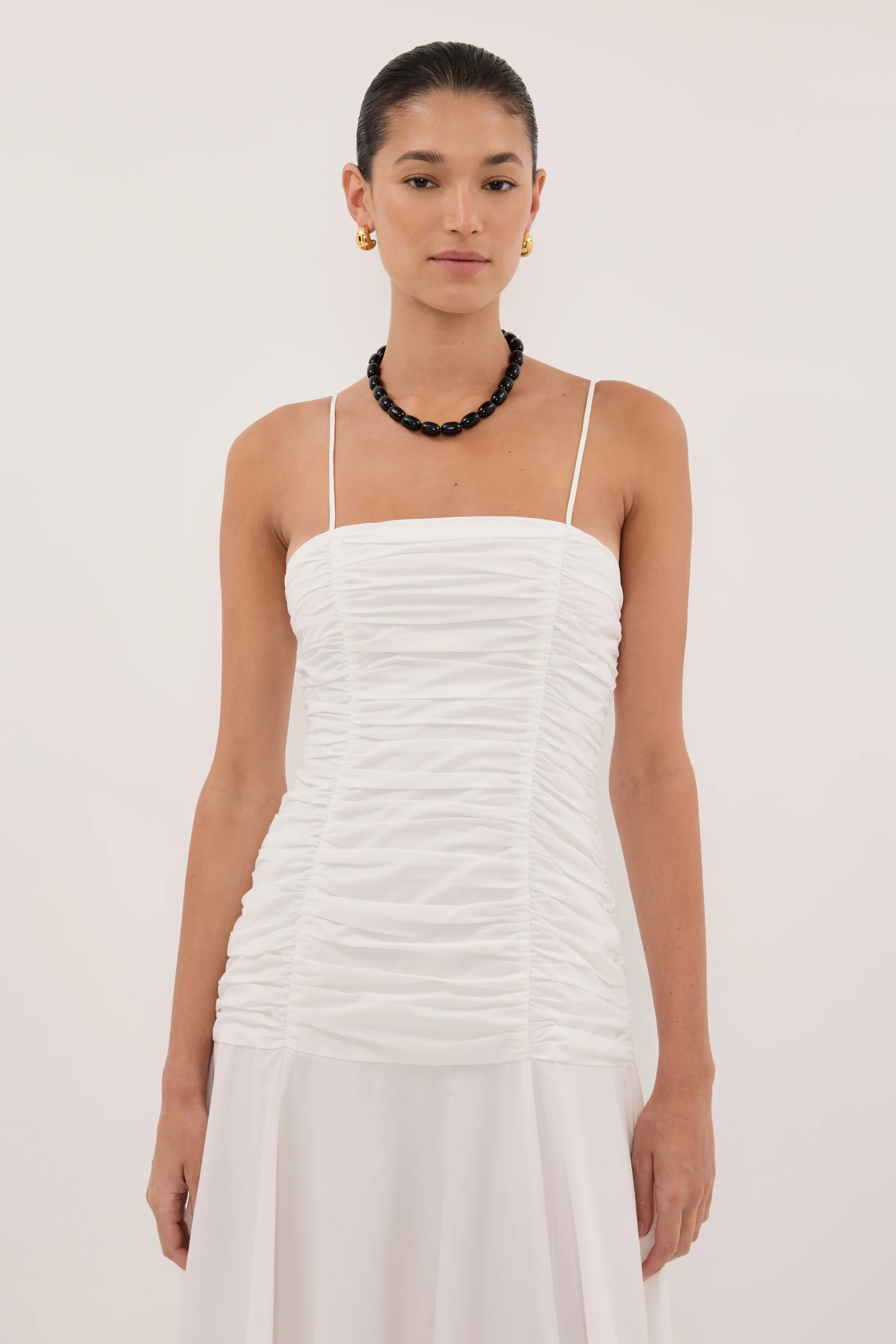CARA WHITE SLEEVELESS COTTON MIDI DRESS - Image 3