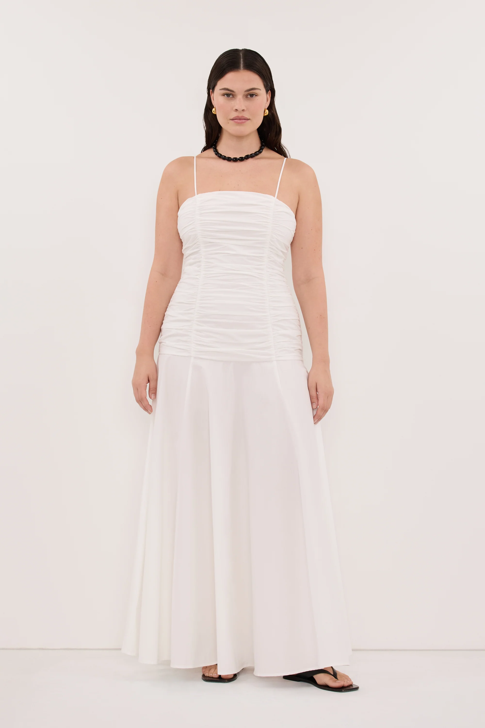 CARA WHITE SLEEVELESS COTTON MIDI DRESS - Image 7