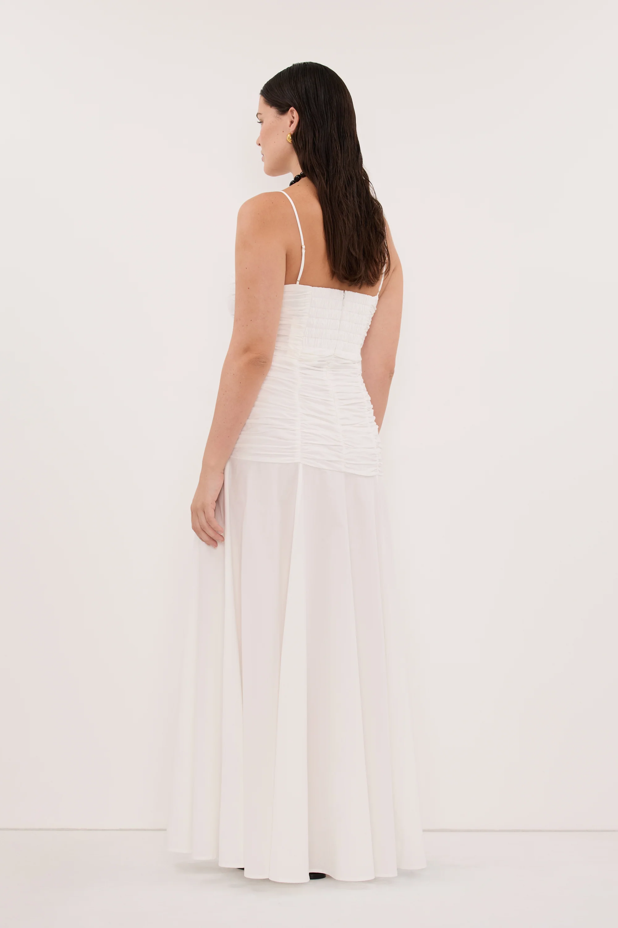 CARA WHITE SLEEVELESS COTTON MIDI DRESS - Image 8