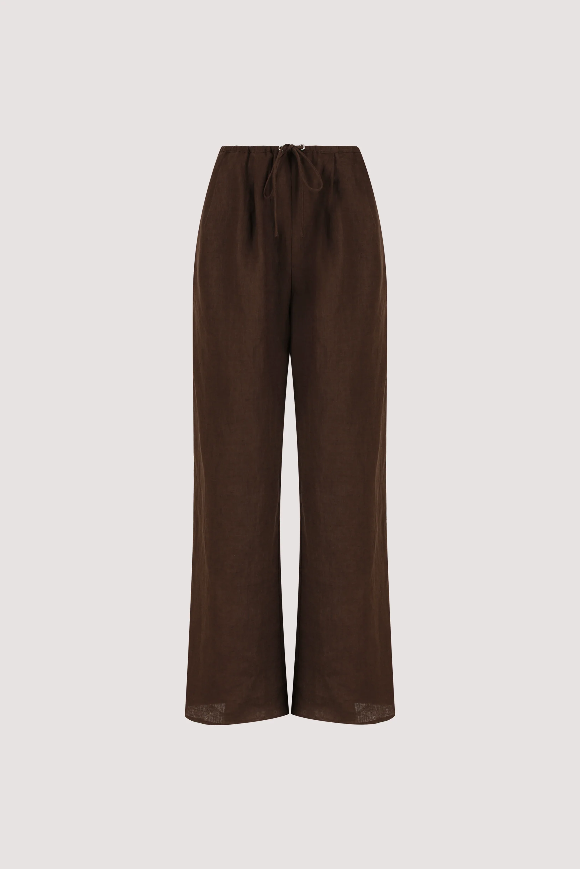 CARLA BITTER CHOC DRAWSTRING LINEN PANT - Image 6