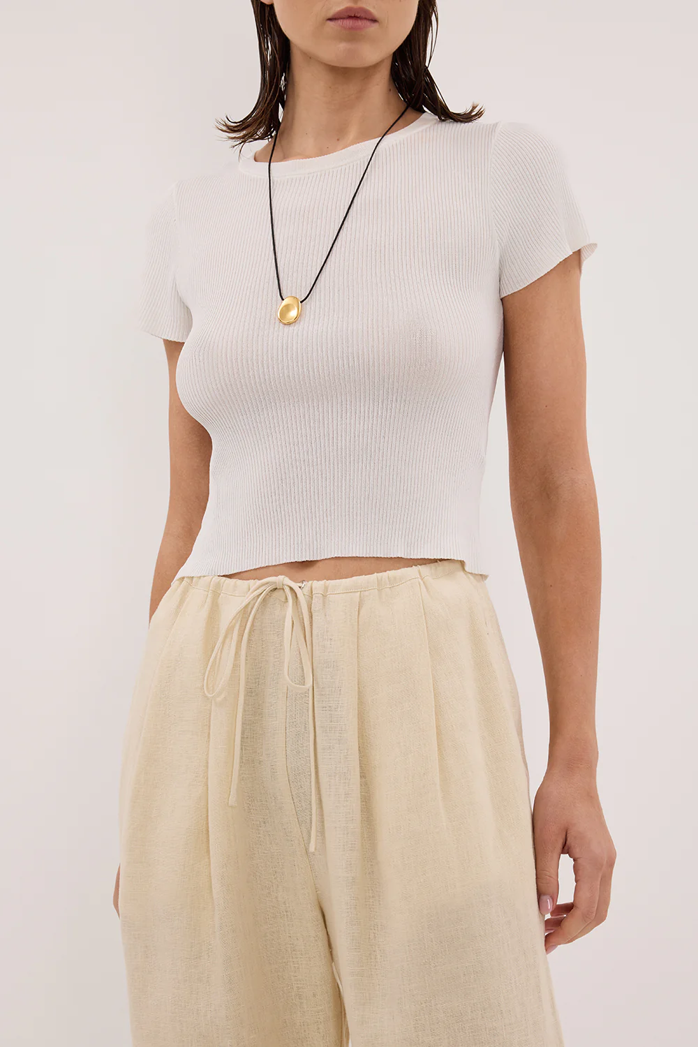 CARLA BUTTERMILK DRAWSTRING LINEN PANT - Image 4