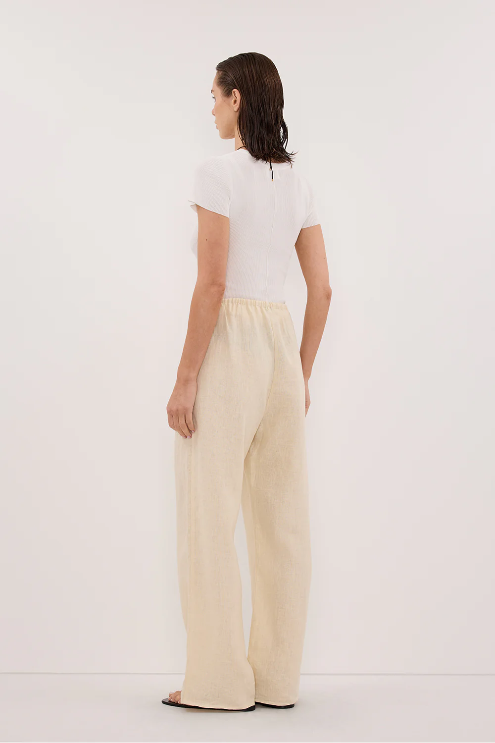 CARLA BUTTERMILK DRAWSTRING LINEN PANT - Image 6